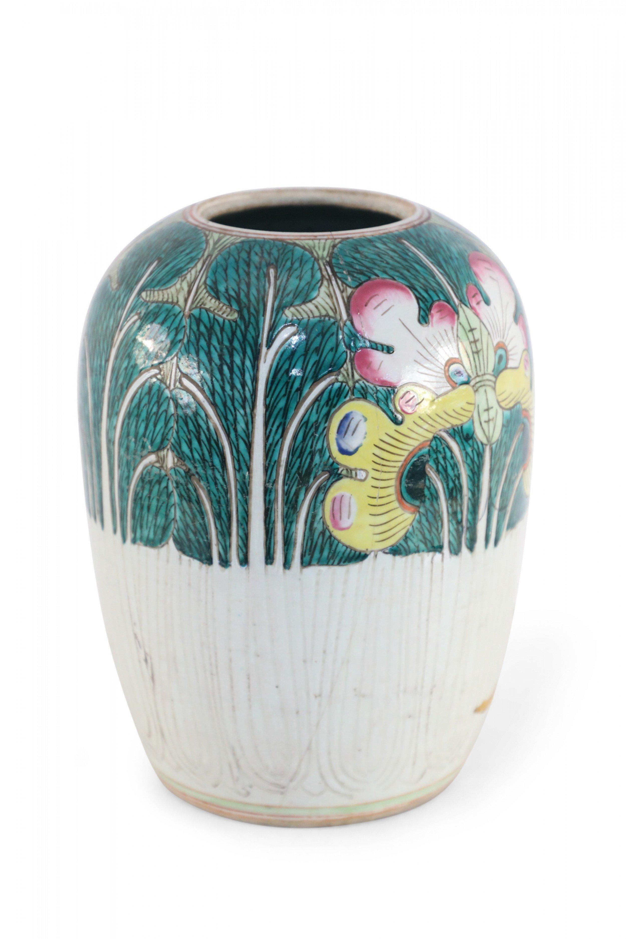 Chinese White Green and Yellow Vegetal Winter Melon Porcelain Vase For Sale 3