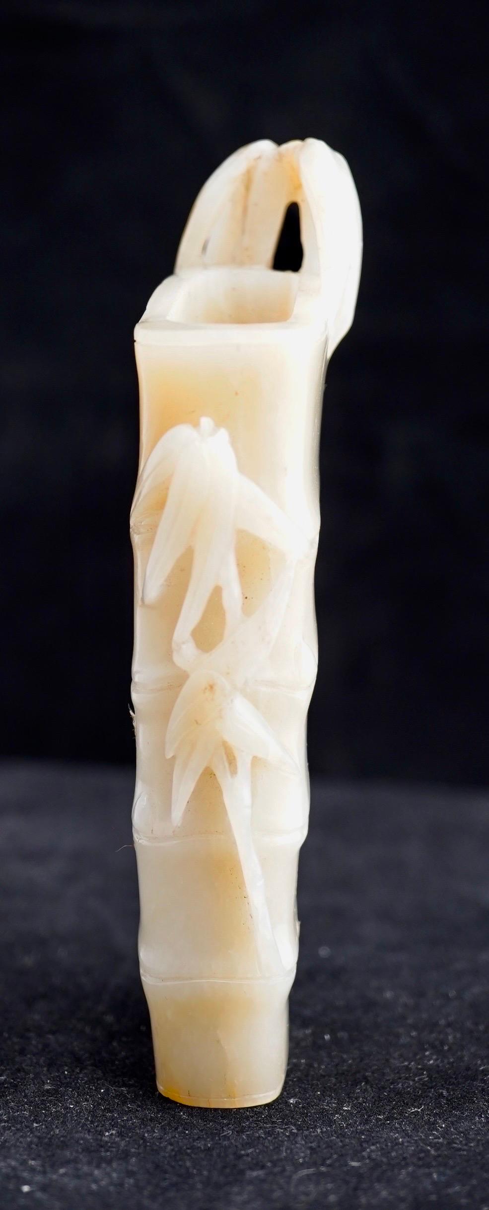 19th Century Chinese White Jade Bamboo Form Vase, 19th century For Sale