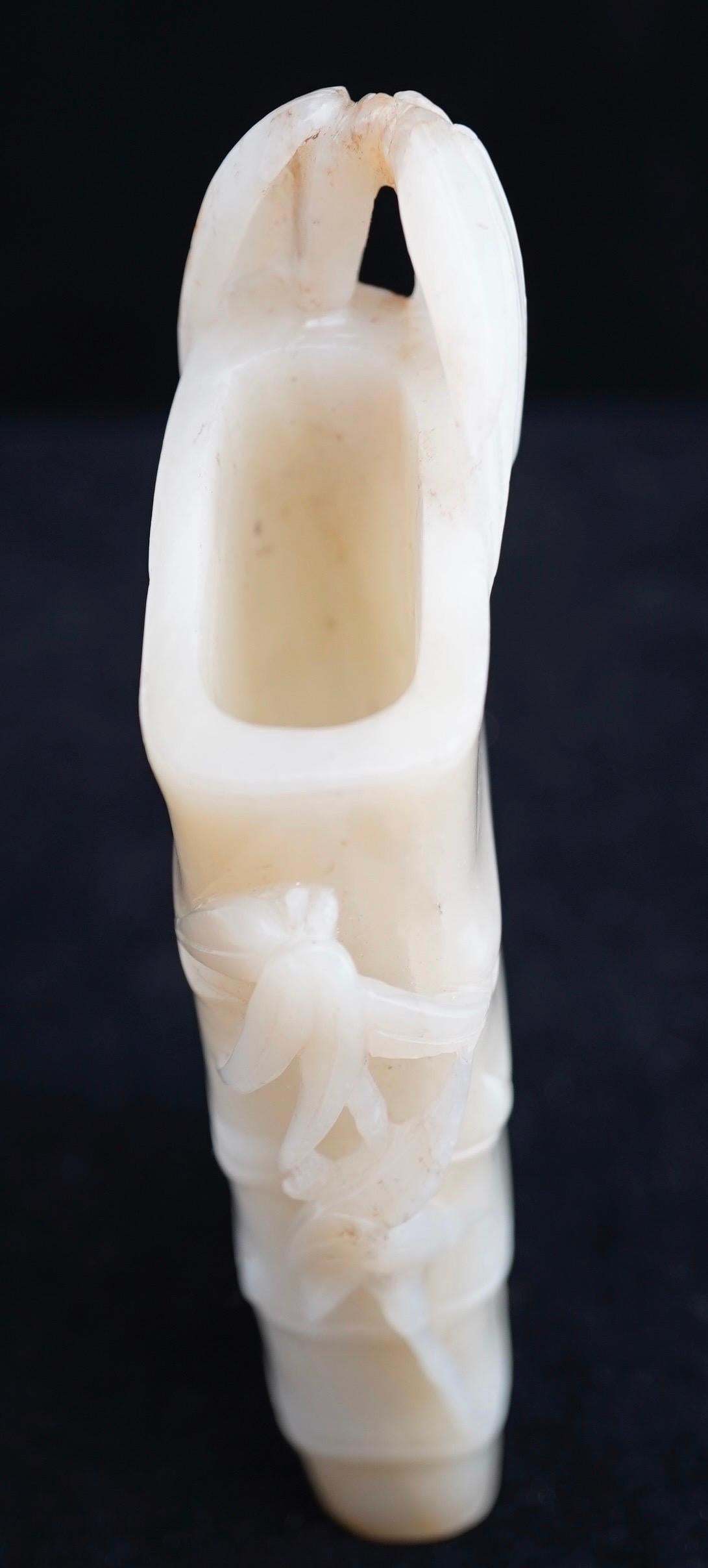 Chinese White Jade Bamboo Form Vase, 19th century For Sale 2