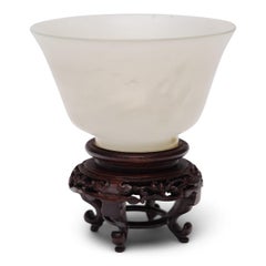Chinese White Jade Cup with Stand
