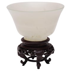 Chinese White Jade Cup with Stand
