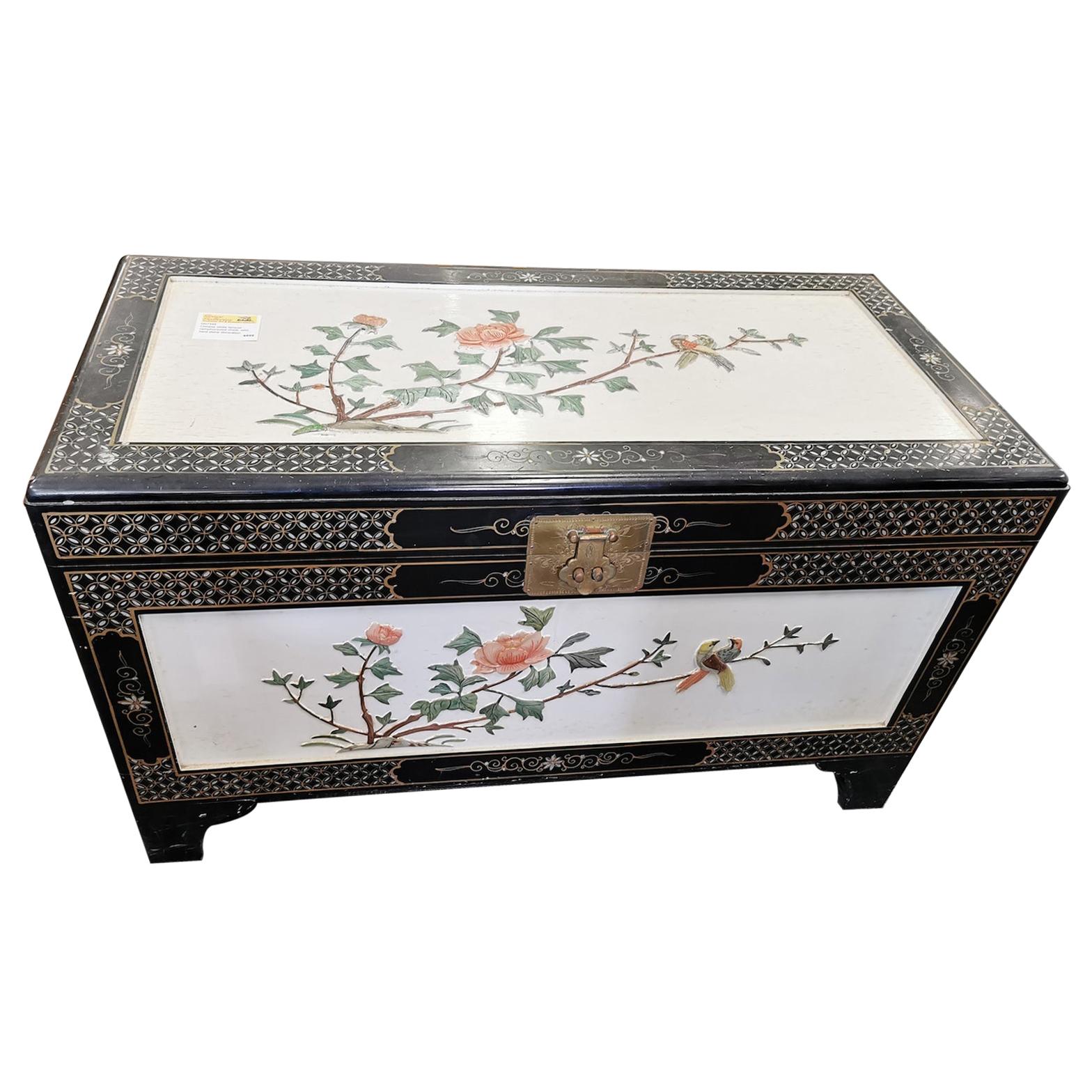 Chinese White Lacquer Camphorwood Chest For Sale