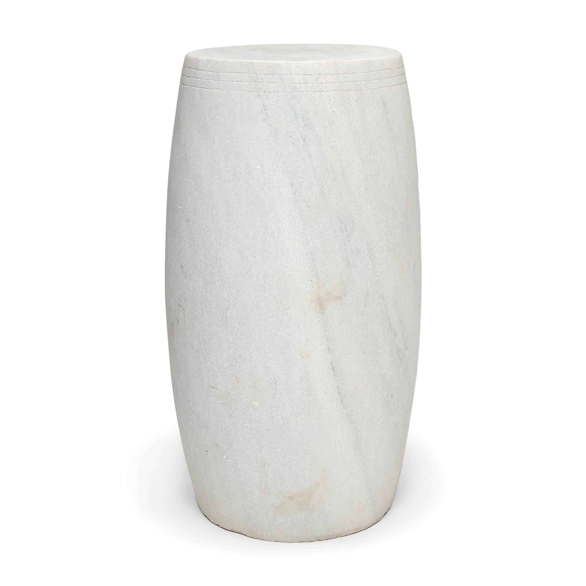 Minimalist Chinese White Marble Drum For Sale