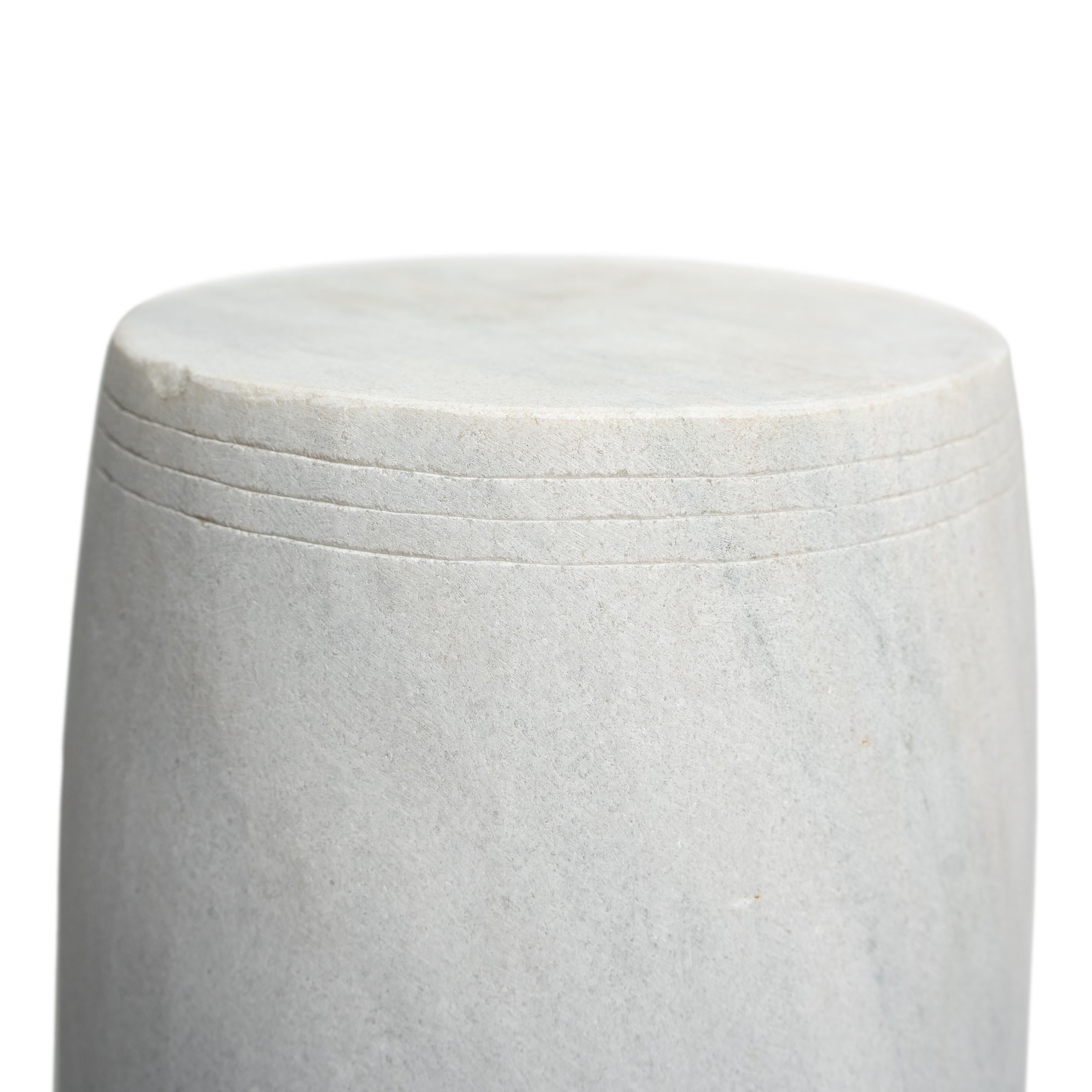 Tambour chinois en marbre blanc Bon état - En vente à Chicago, IL