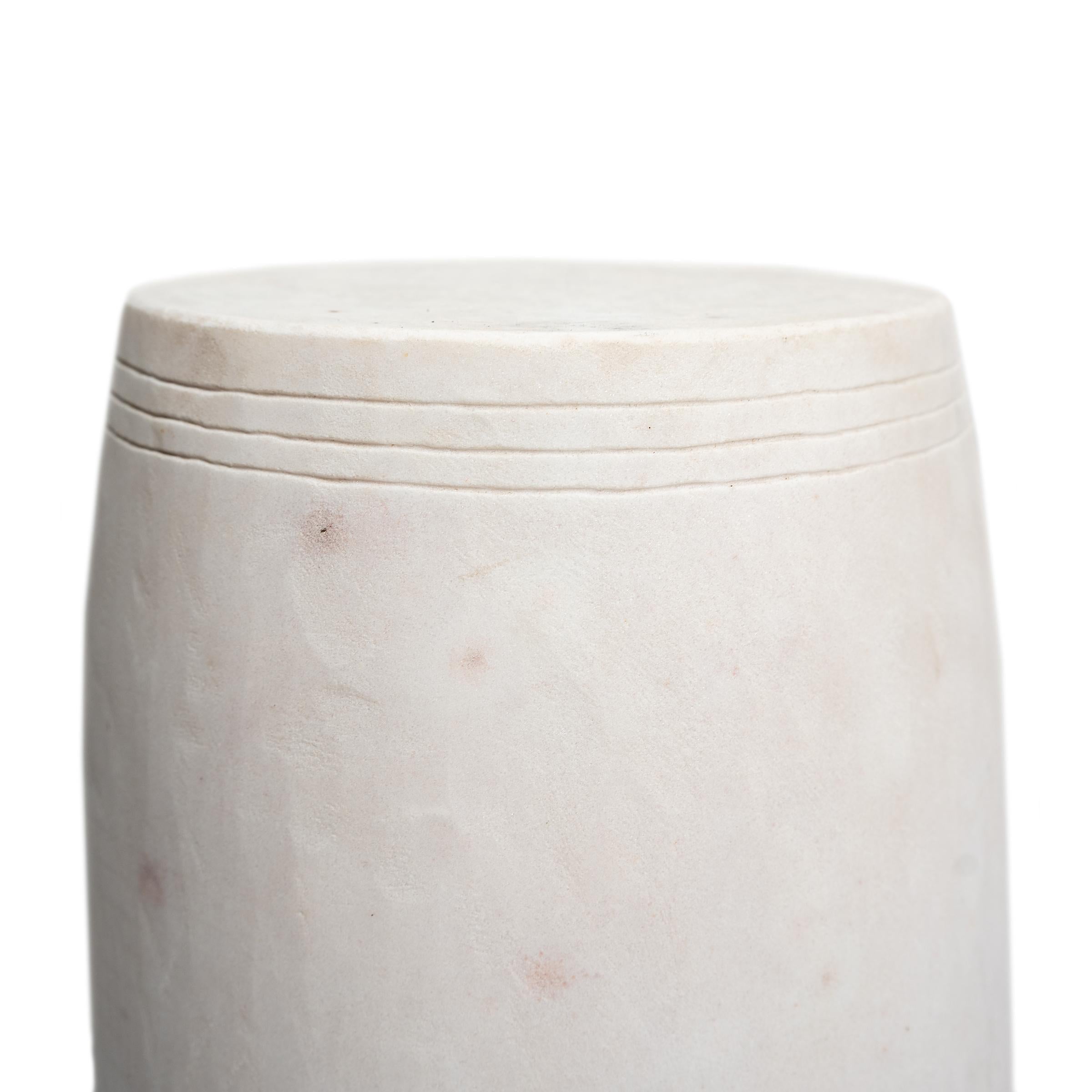 Contemporary Chinese White Marble Drum For Sale