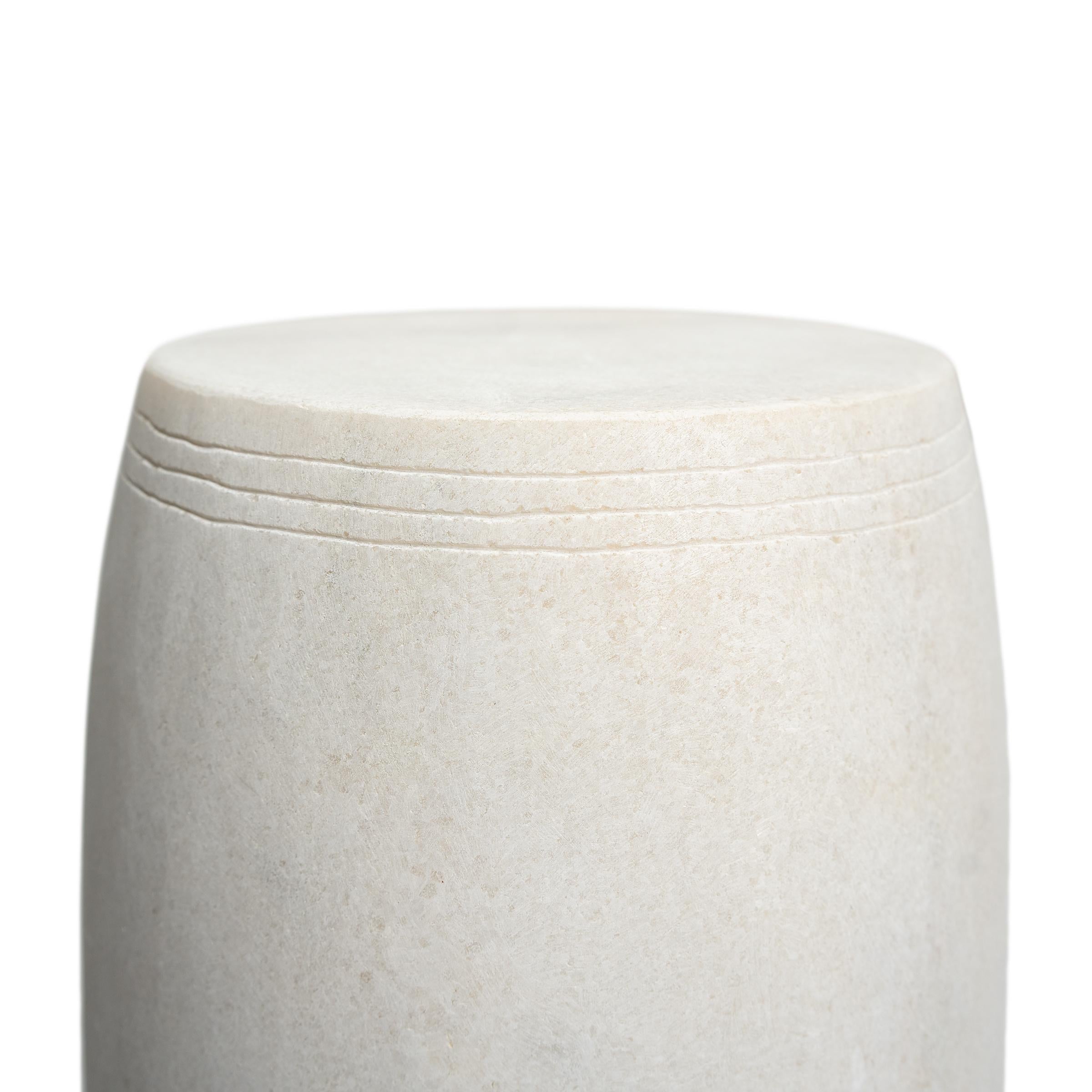 Contemporary Chinese White Marble Drum For Sale