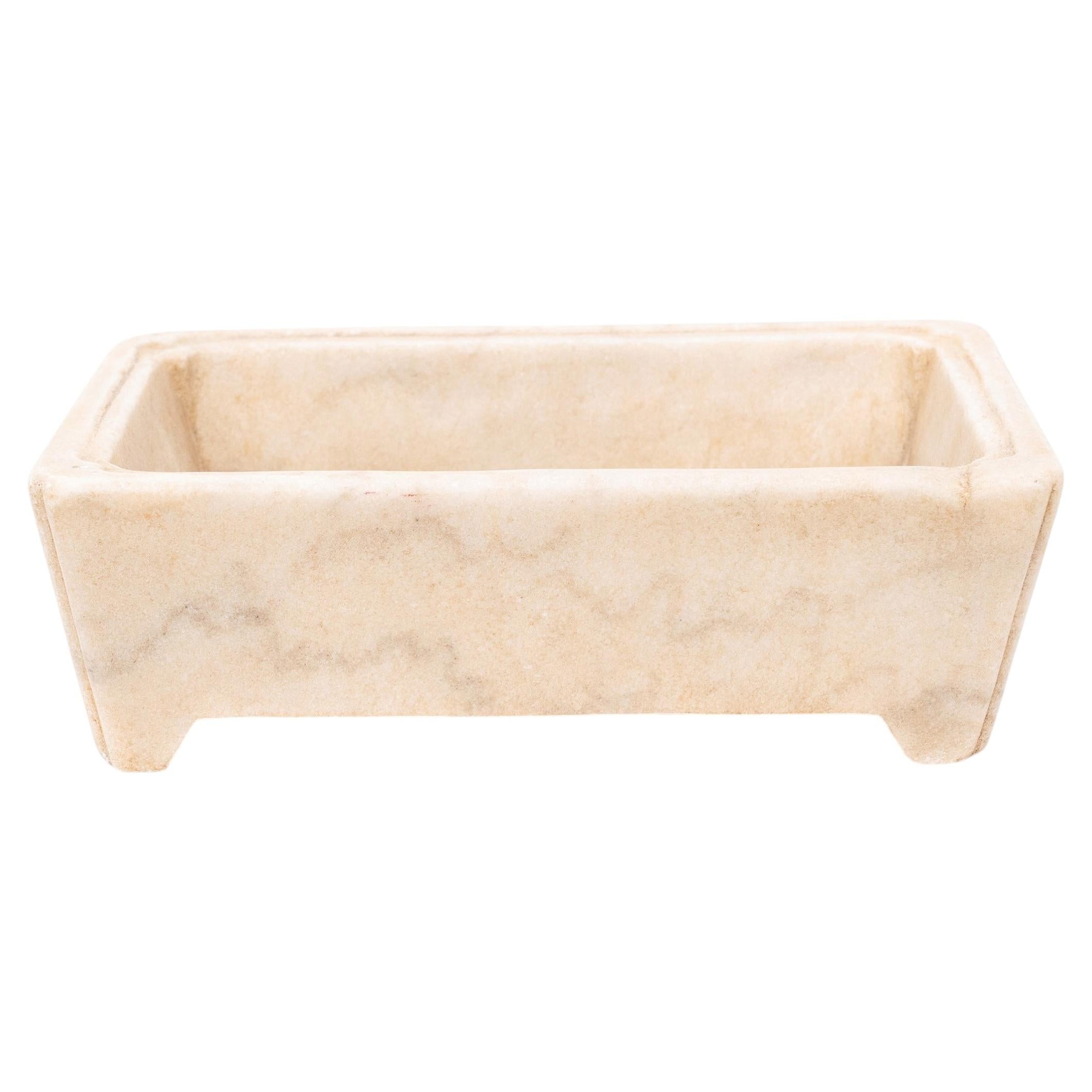 Lavabo sur pied en marbre blanc chinois Whiting en vente