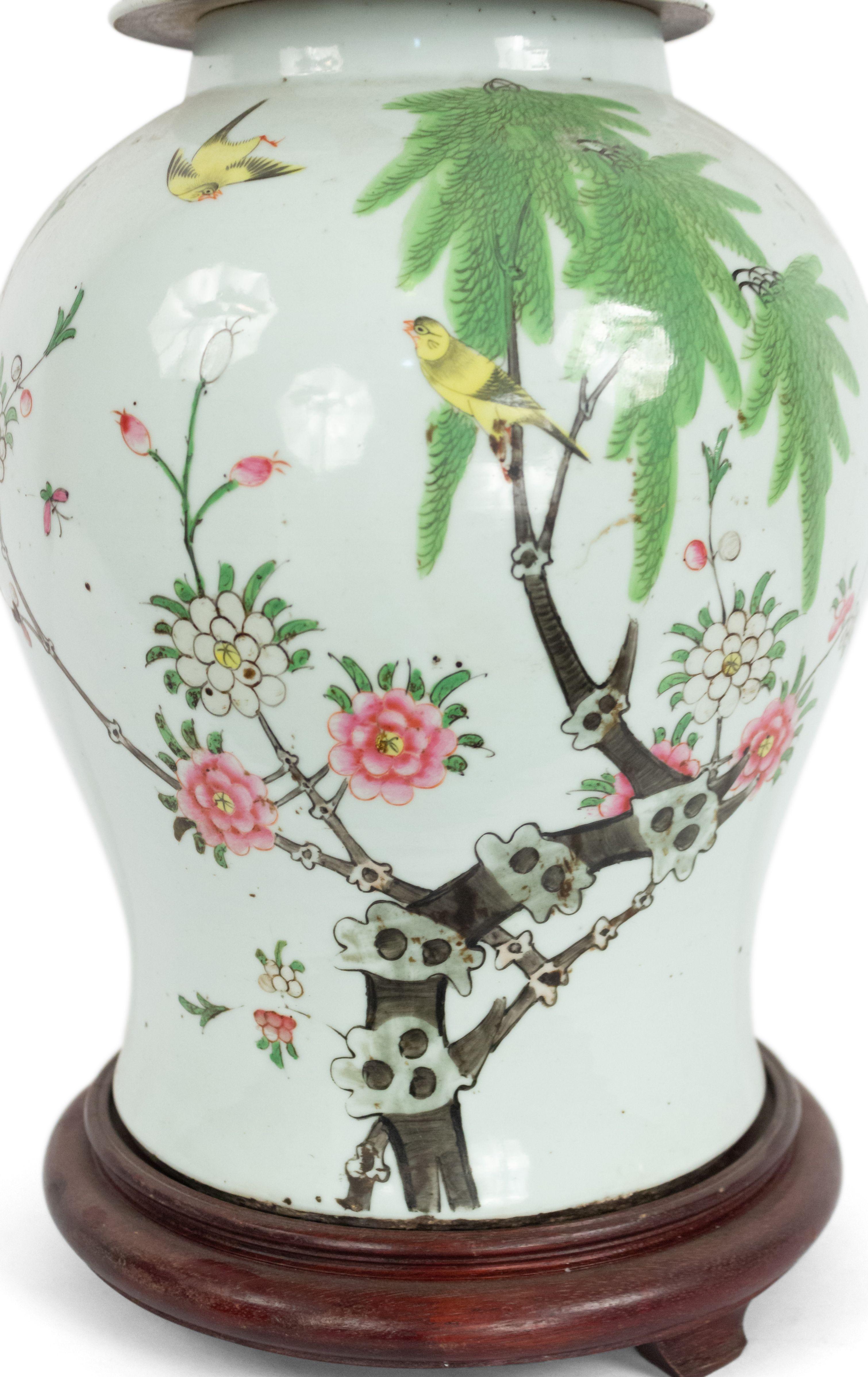 Chinese Export Chinese White Porcelain Ginger Jar Table Lamp For Sale