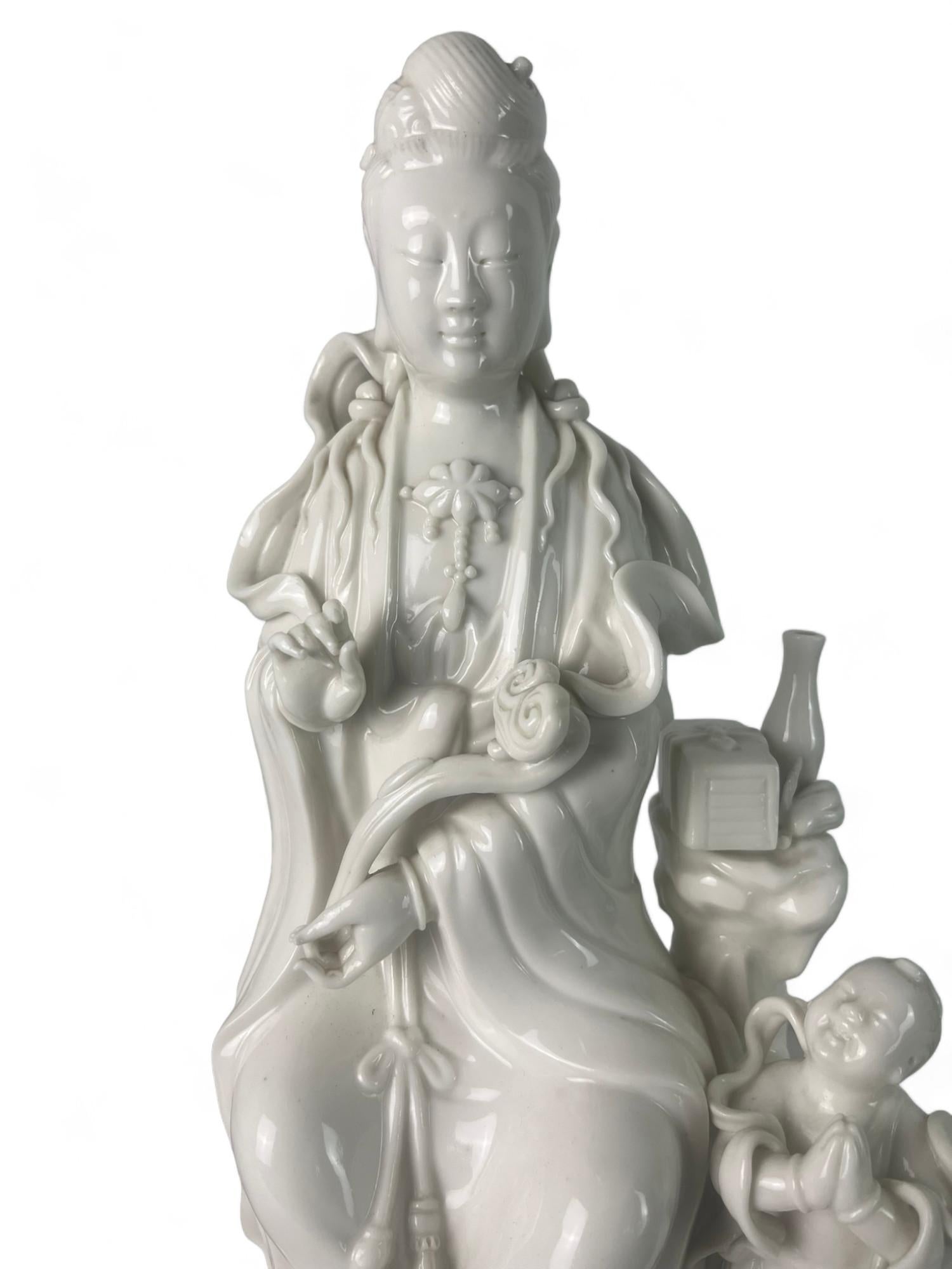 Very pretty and large statuette in white enameled porcelain called 