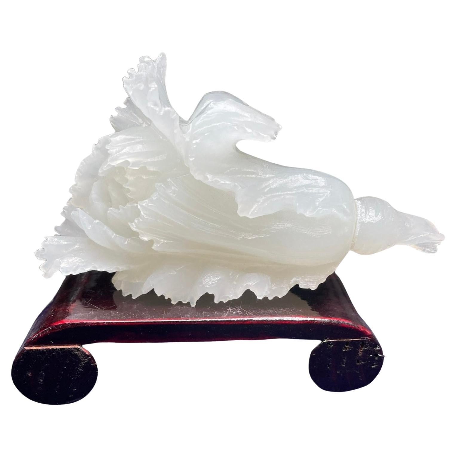 Escultura china de col blanca pequeña