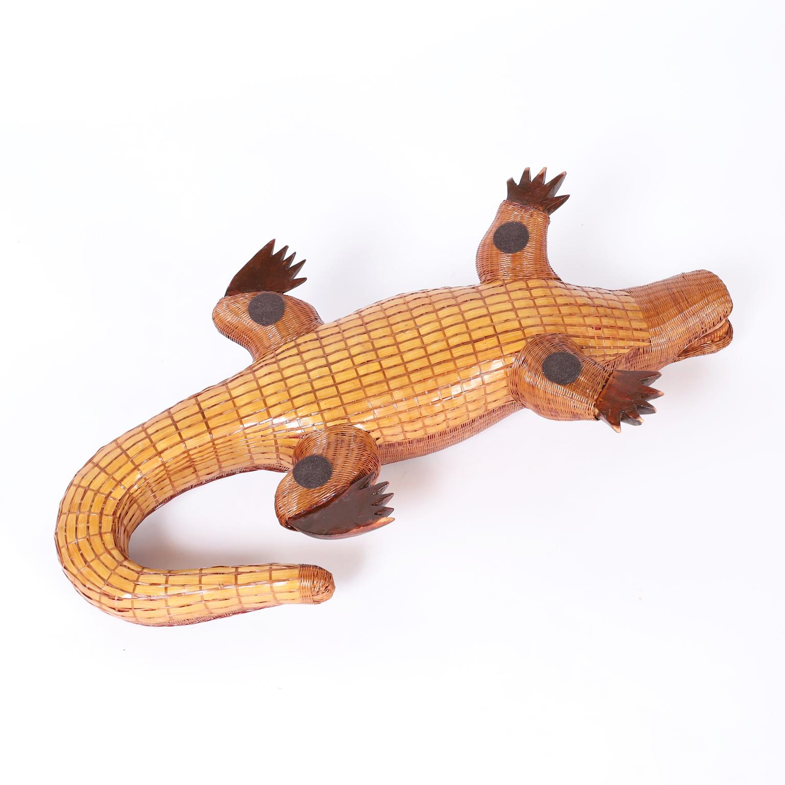 20th Century Chinese Wicker Alligator
