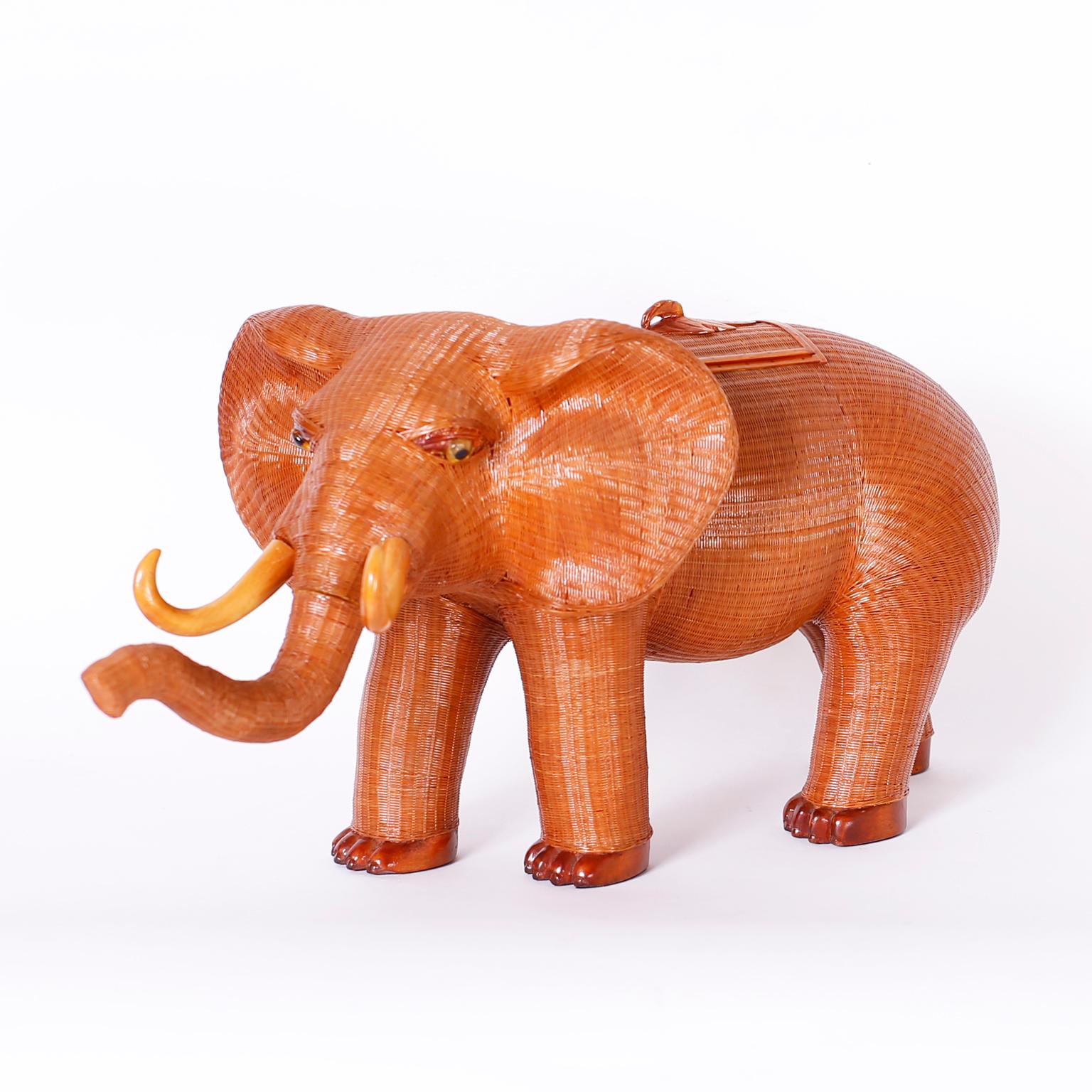 Chinese Export Chinese Wicker Elephant