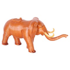 Vintage Chinese Wicker Elephant