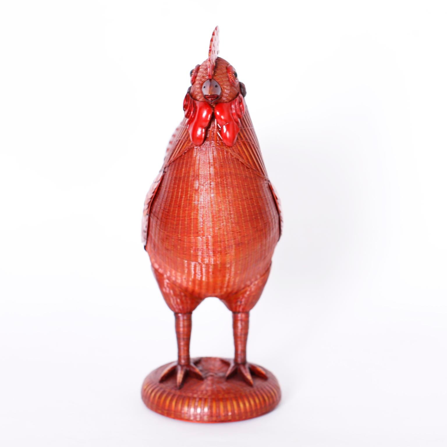 Chinese Export Chinese Wicker Rooster For Sale