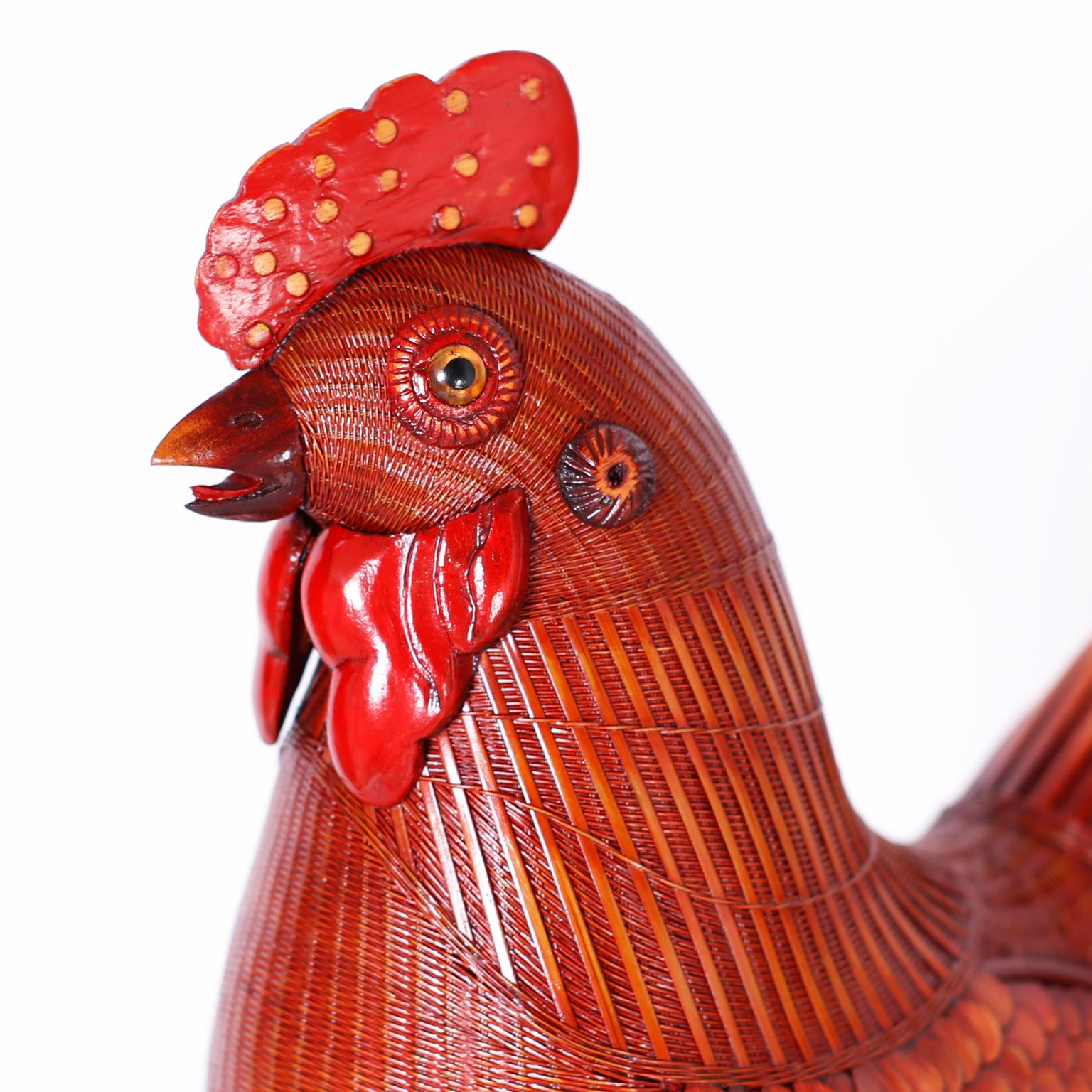 20th Century Chinese Wicker Rooster For Sale