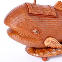 Chinese Wicker Whale Box