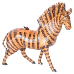 Vintage Chinese Wicker Zebra Box