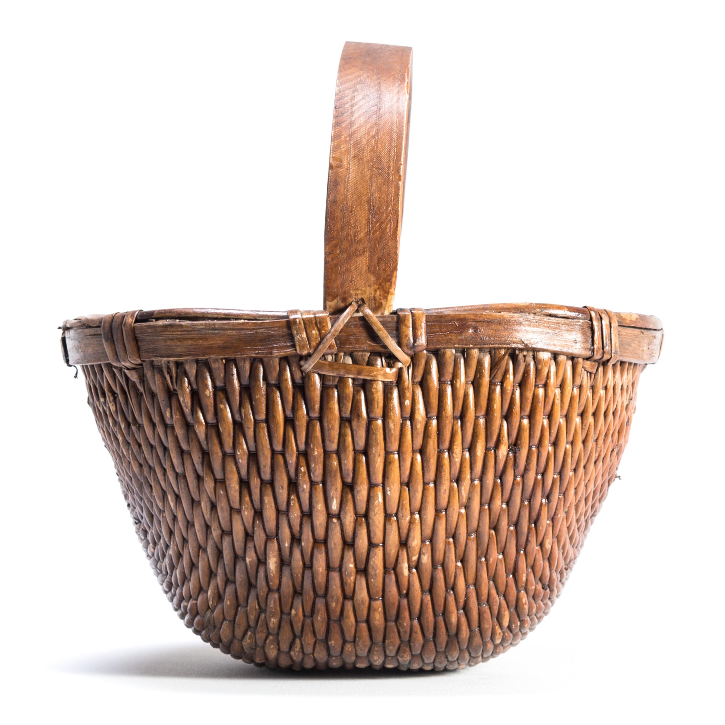 Rustic Chinese Willow Market Basket, circa 1900