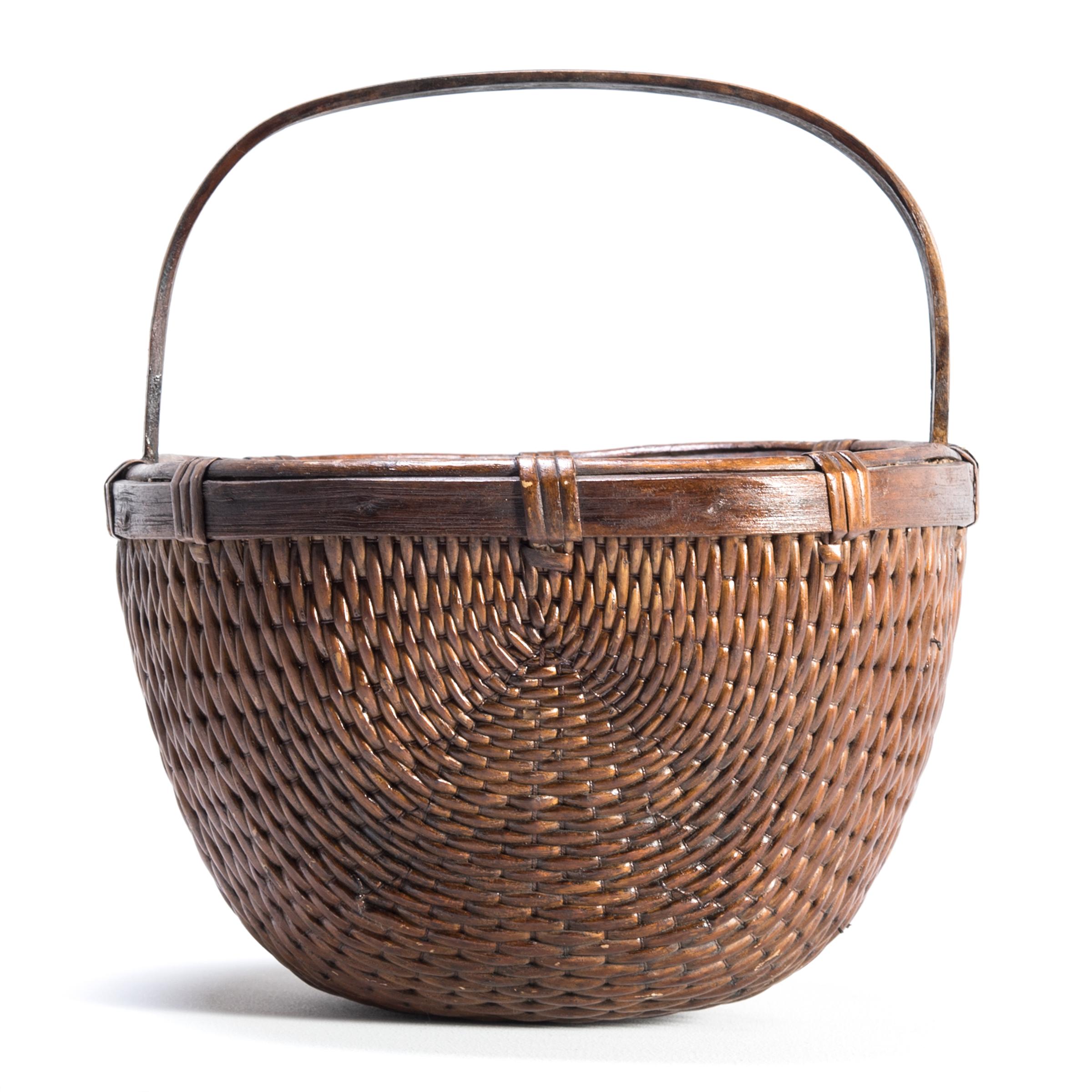 Rustic Chinese Willow Market Basket, circa 1900