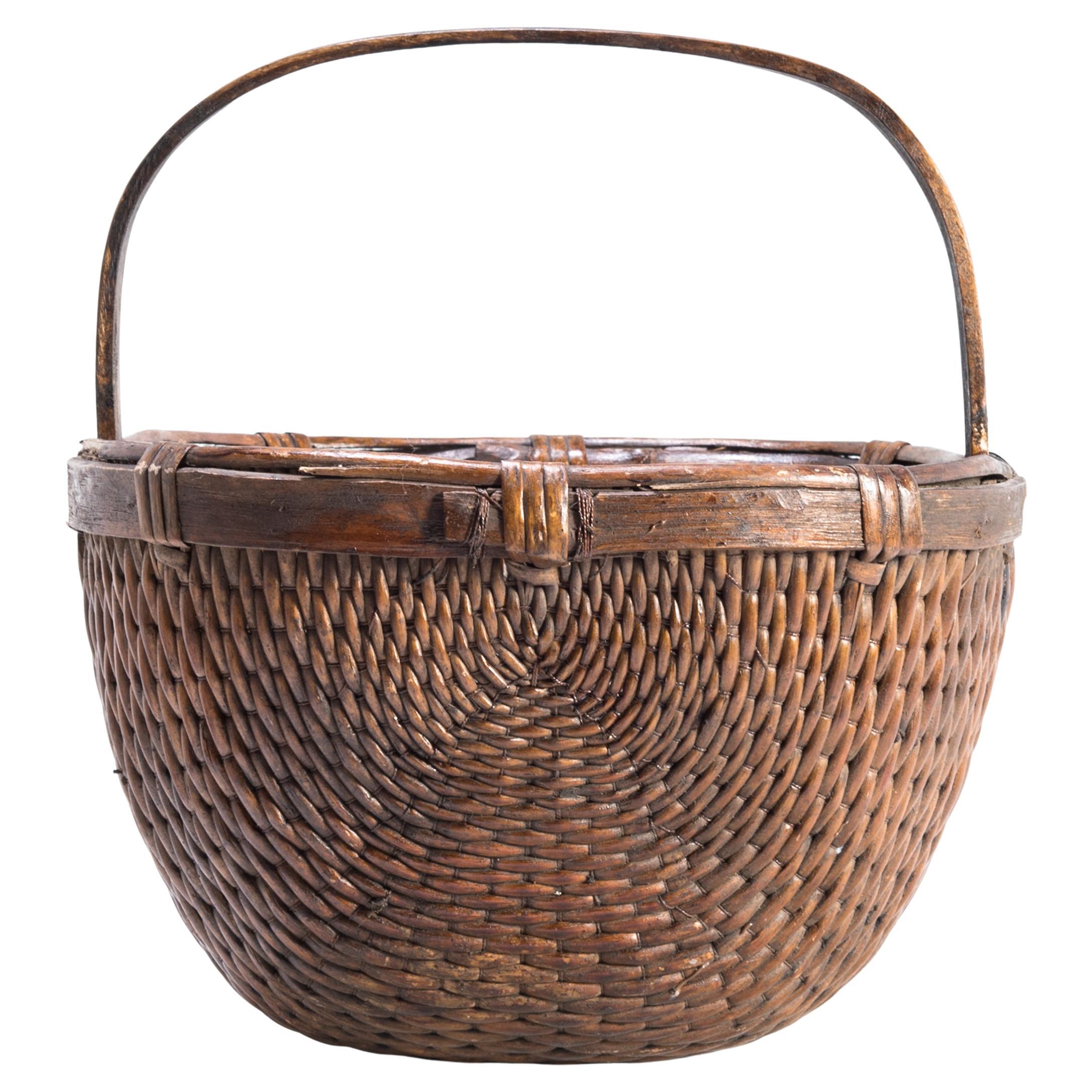 Chinese Willow Market Basket, circa 1900