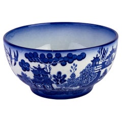 Bol chinois en porcelaine bleu et blanc à motif saule