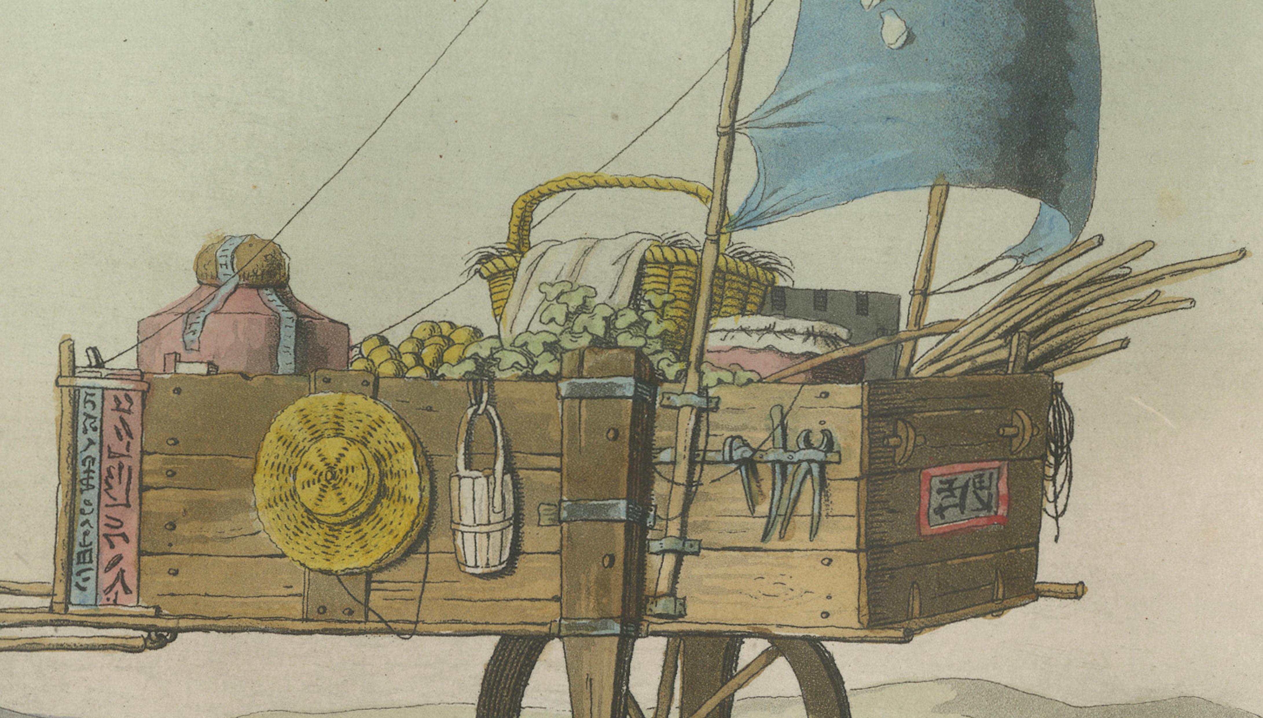 Chinese Wind Chariot Merchant – Ferrario Costume Print, Hand-Colored c.1815
