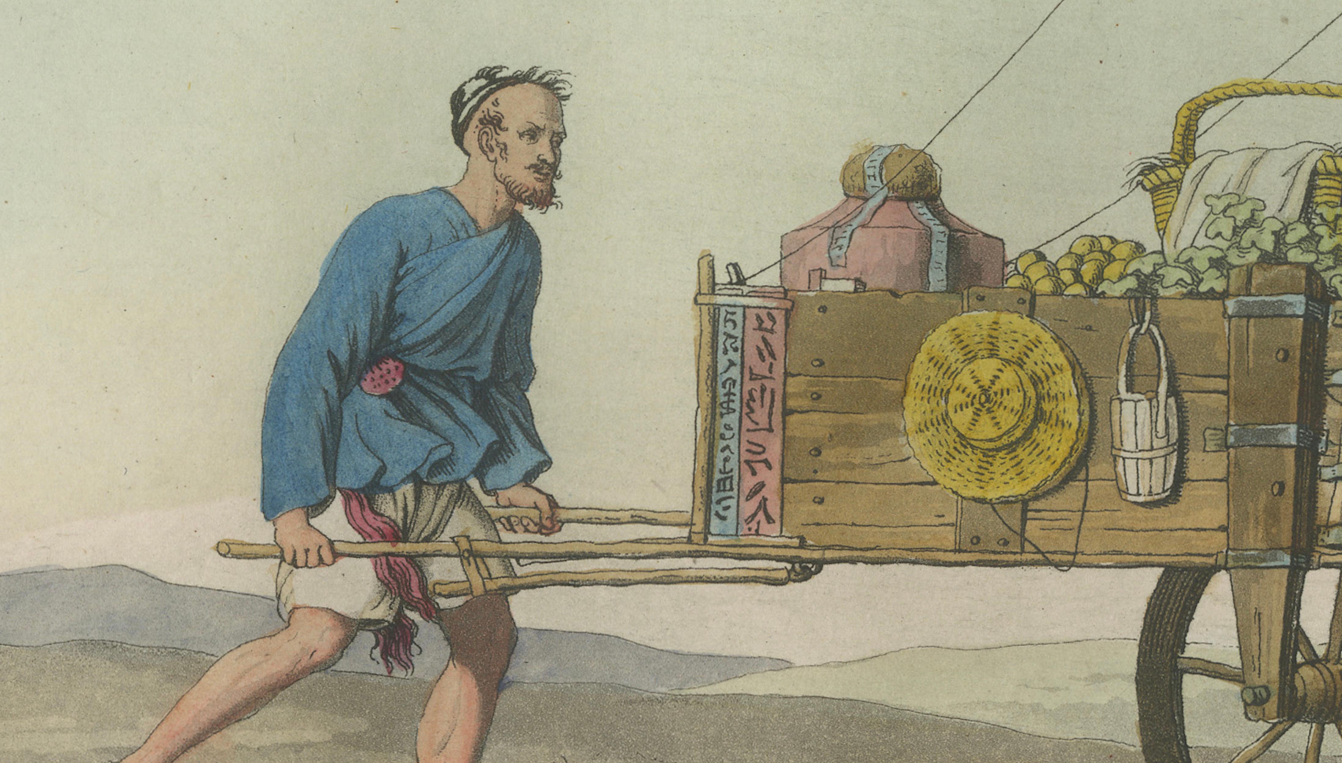 Chinese Wind Chariot Merchant – Ferrario Costume Print, Hand-Colored c.1815