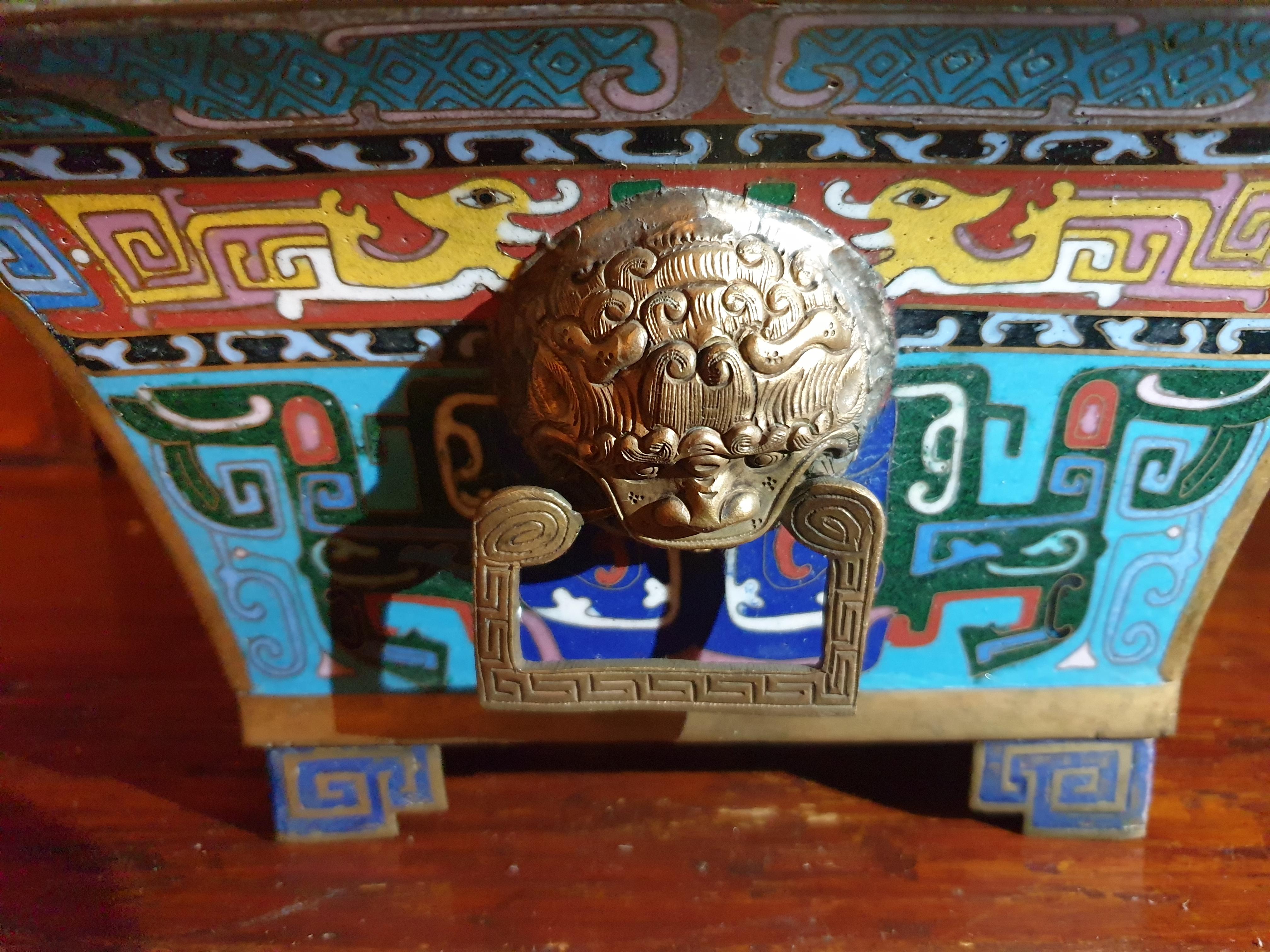 Chinese Winged Lion Reticulated Cloisonné Qing Dynasty Incense Burner 18th Cen For Sale 3