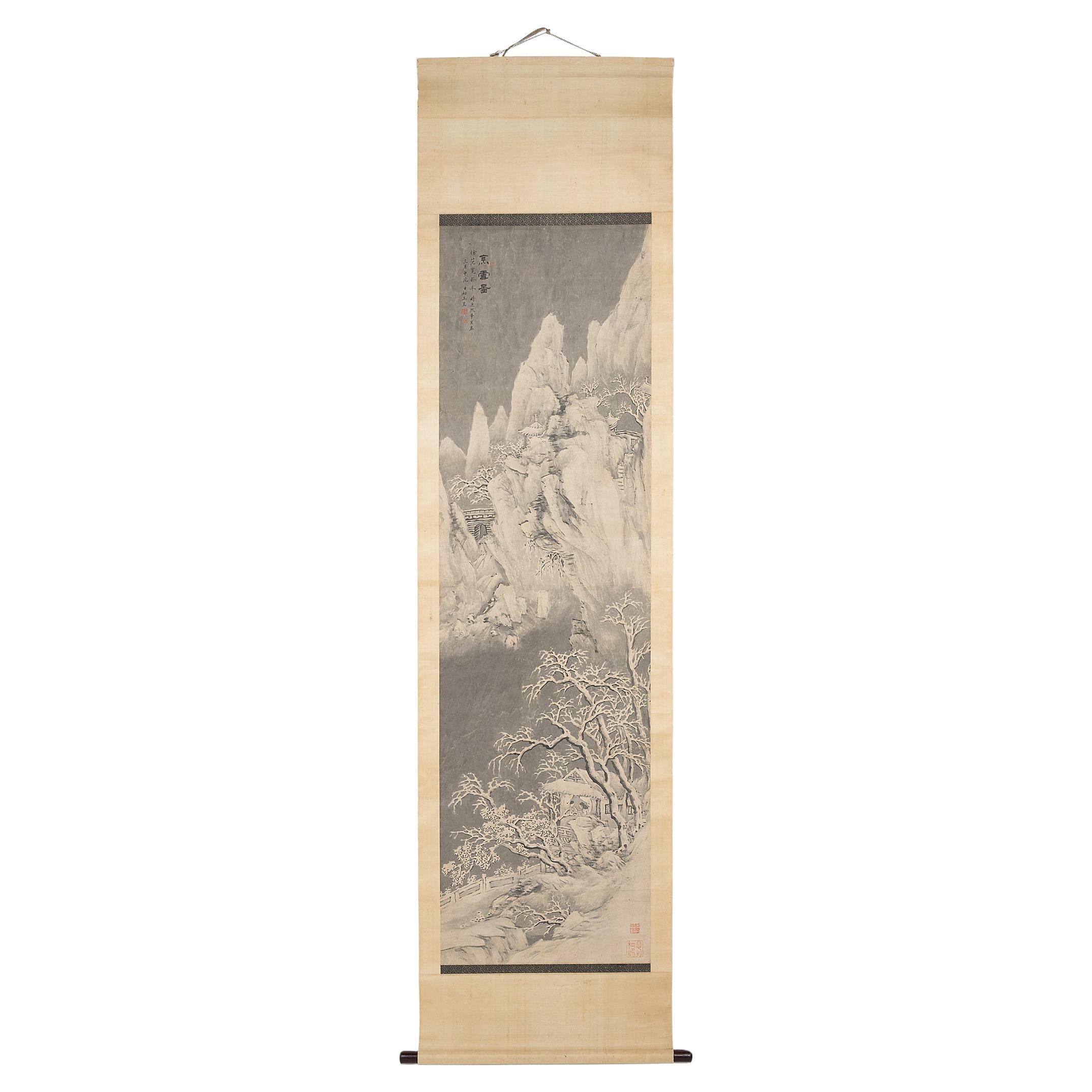 Chinese Winter Landscape Painting, c. 1900 For Sale