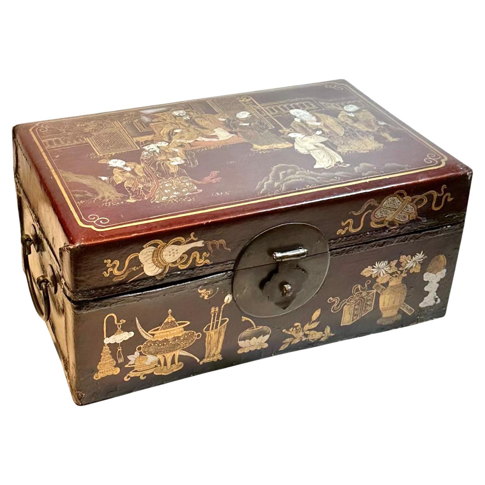Caja china para documentos de madera y vitela