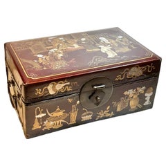 Antique Chinese Wood And Vellum Document Box