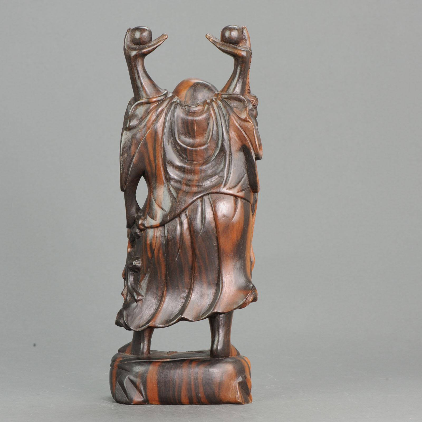 Chinese Wood Carved Statue Figures China Qing or Minguo, ca 1900 In Good Condition For Sale In Amsterdam, Noord Holland