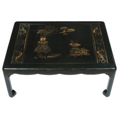 Chinese Wood Coffee Table with Chinoiserie Lacquer Decoration