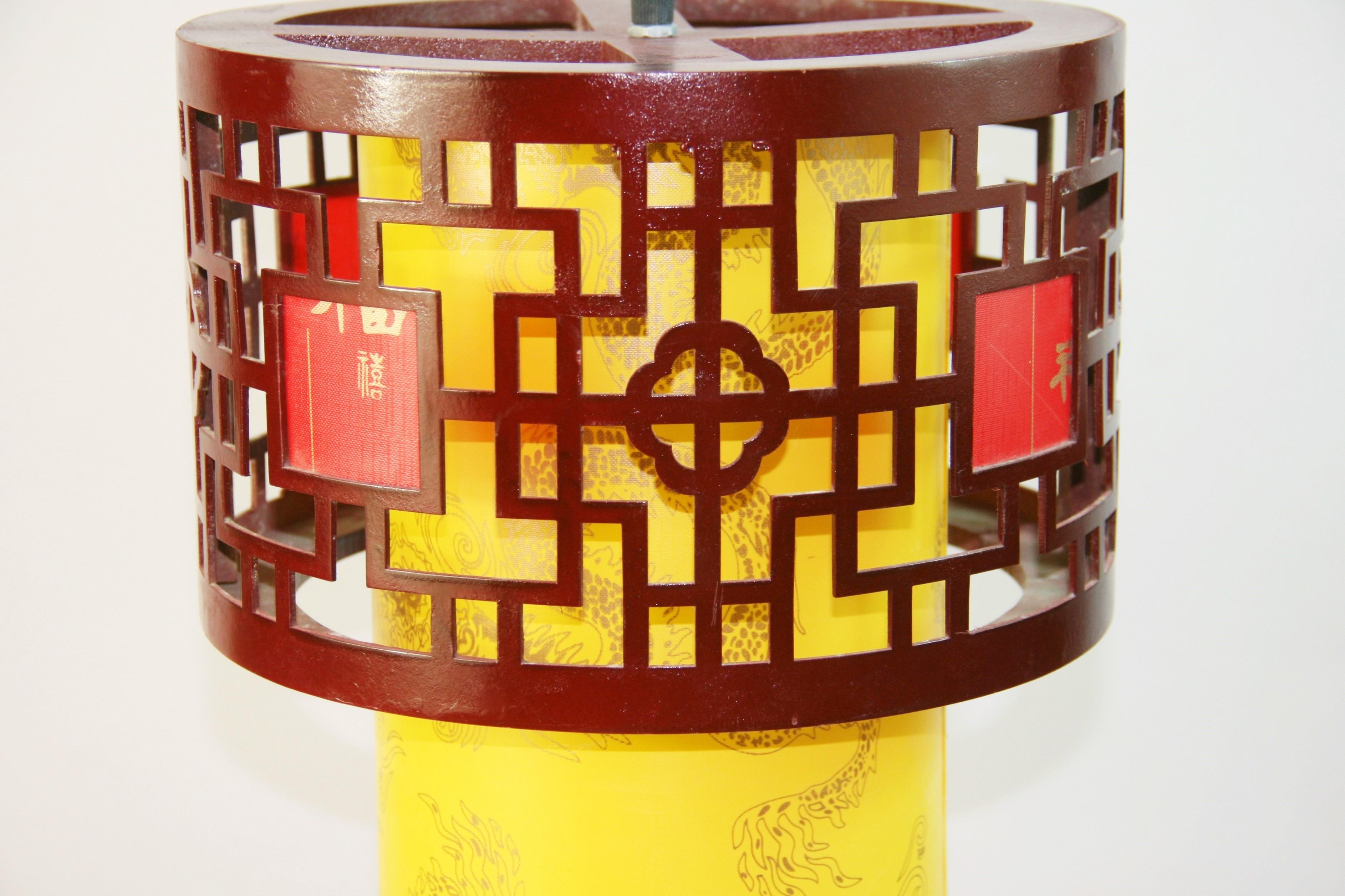Chinese Wood Fret-work And Fabric Lanterns (6 available) For Sale 1