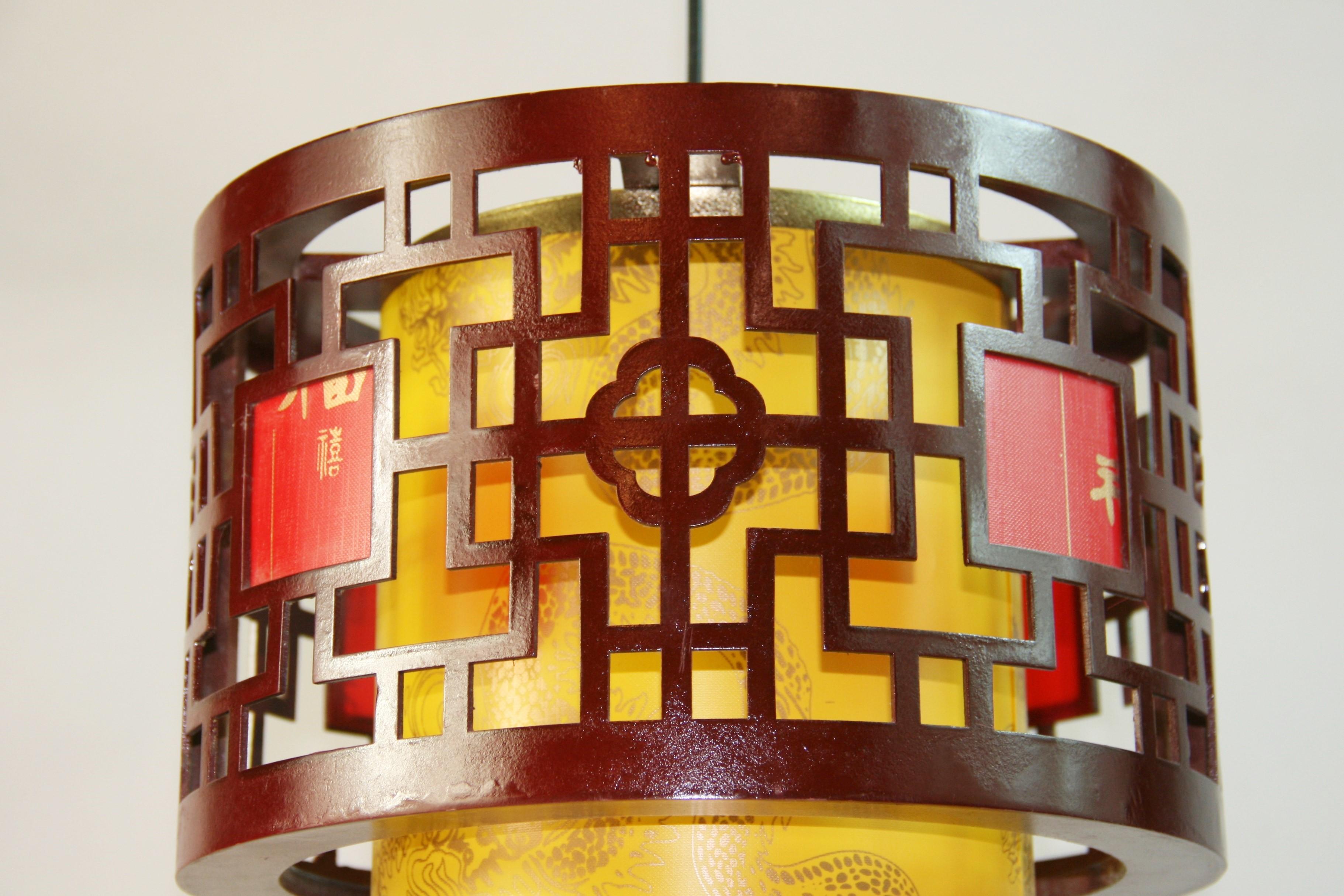 Chinese Wood Fret-work And Fabric Lanterns (6 available) For Sale 4