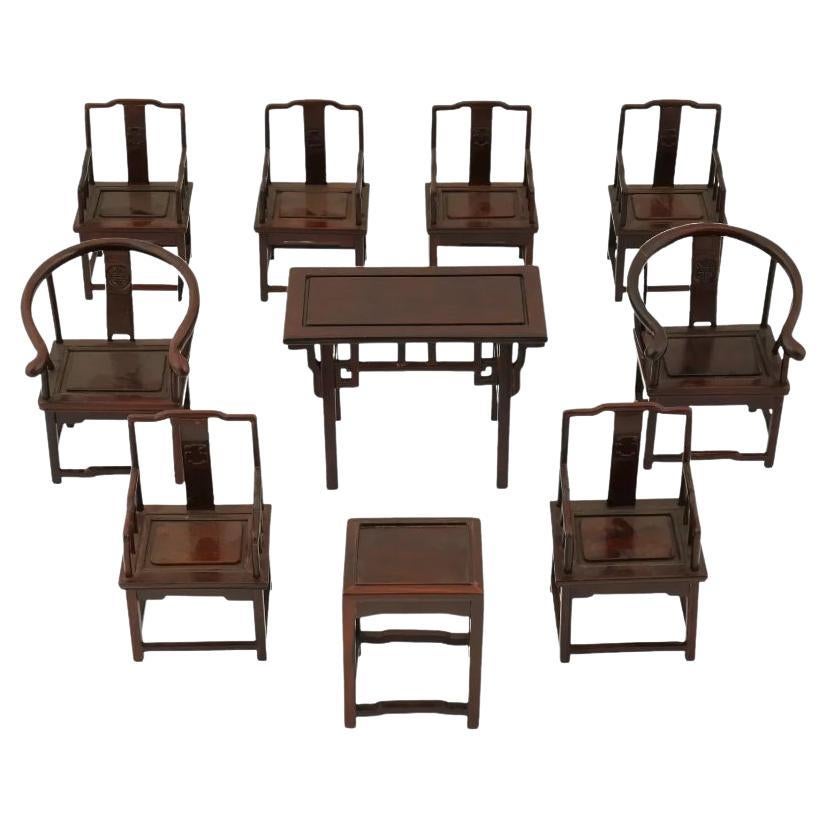 Chinese Wooden Chairs And Table For Doll House