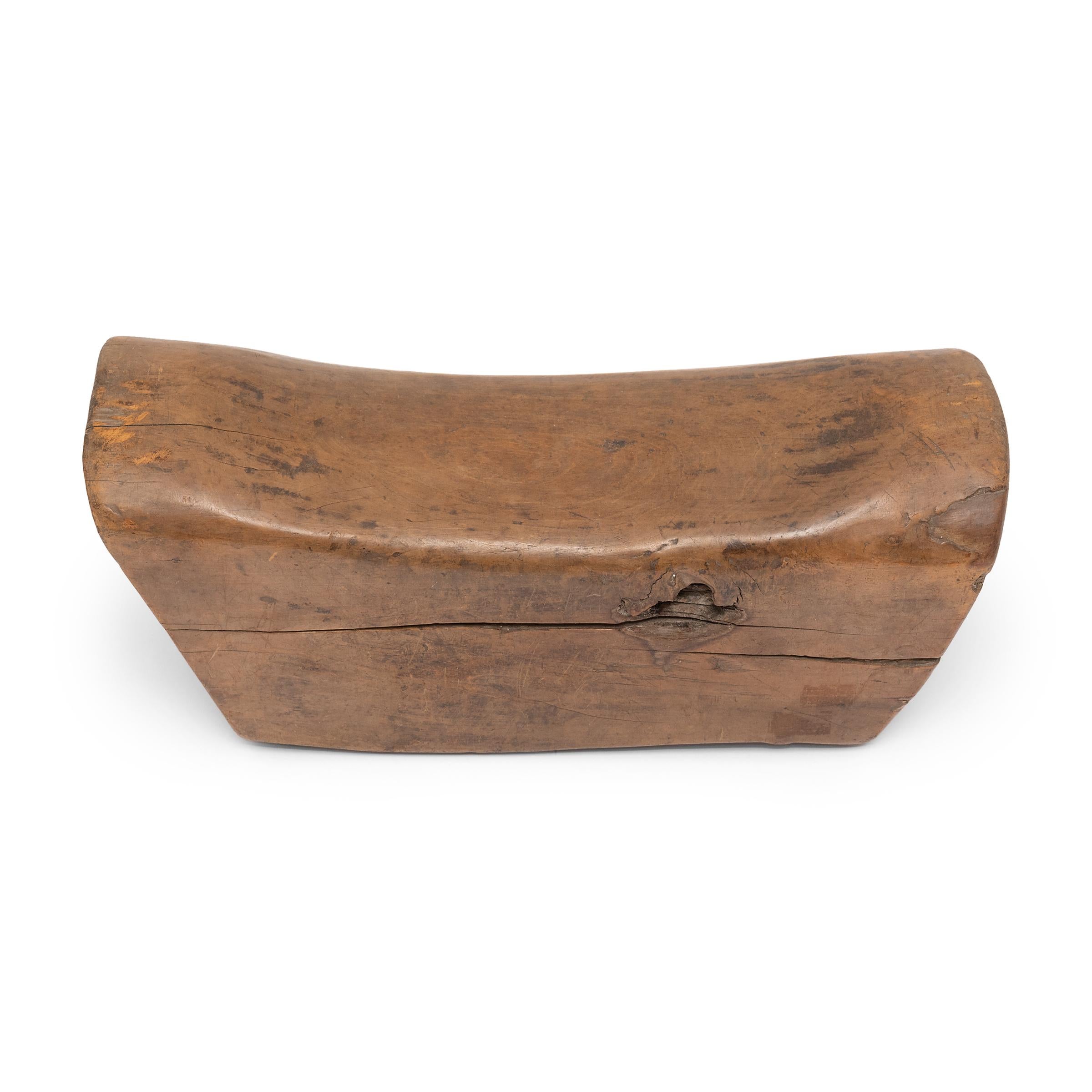 Rustic Chinese Wooden Headrest, c. 1900 For Sale
