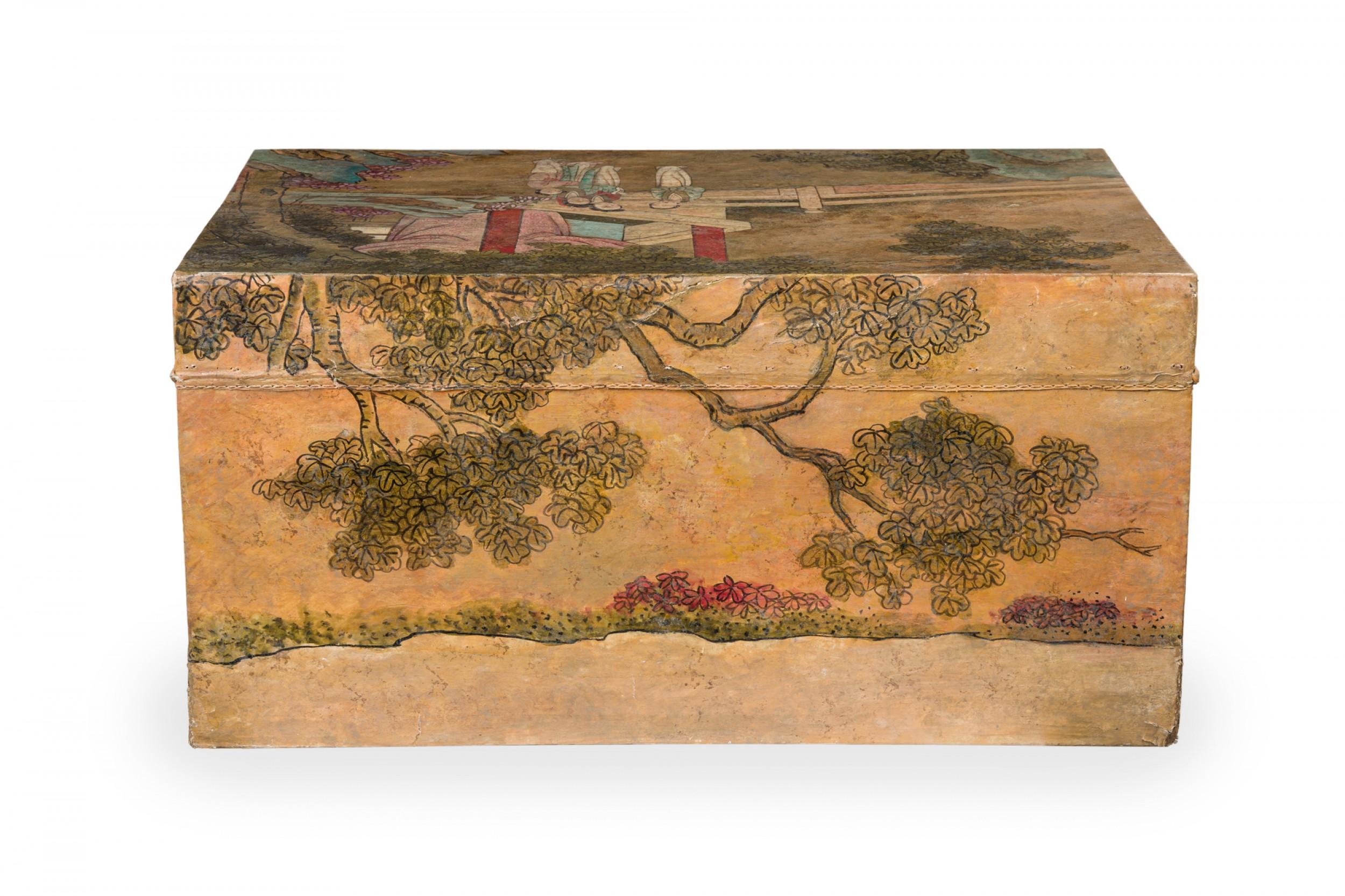 Chinese Wooden Lacquered Rectangular Chest with Hand Painted Figural Scenes For Sale 9