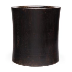 Chinese Wooden Poetry Scroll Pot