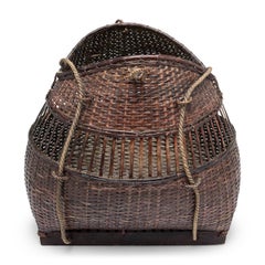 Southeast Asian Woven Bamboo Basket