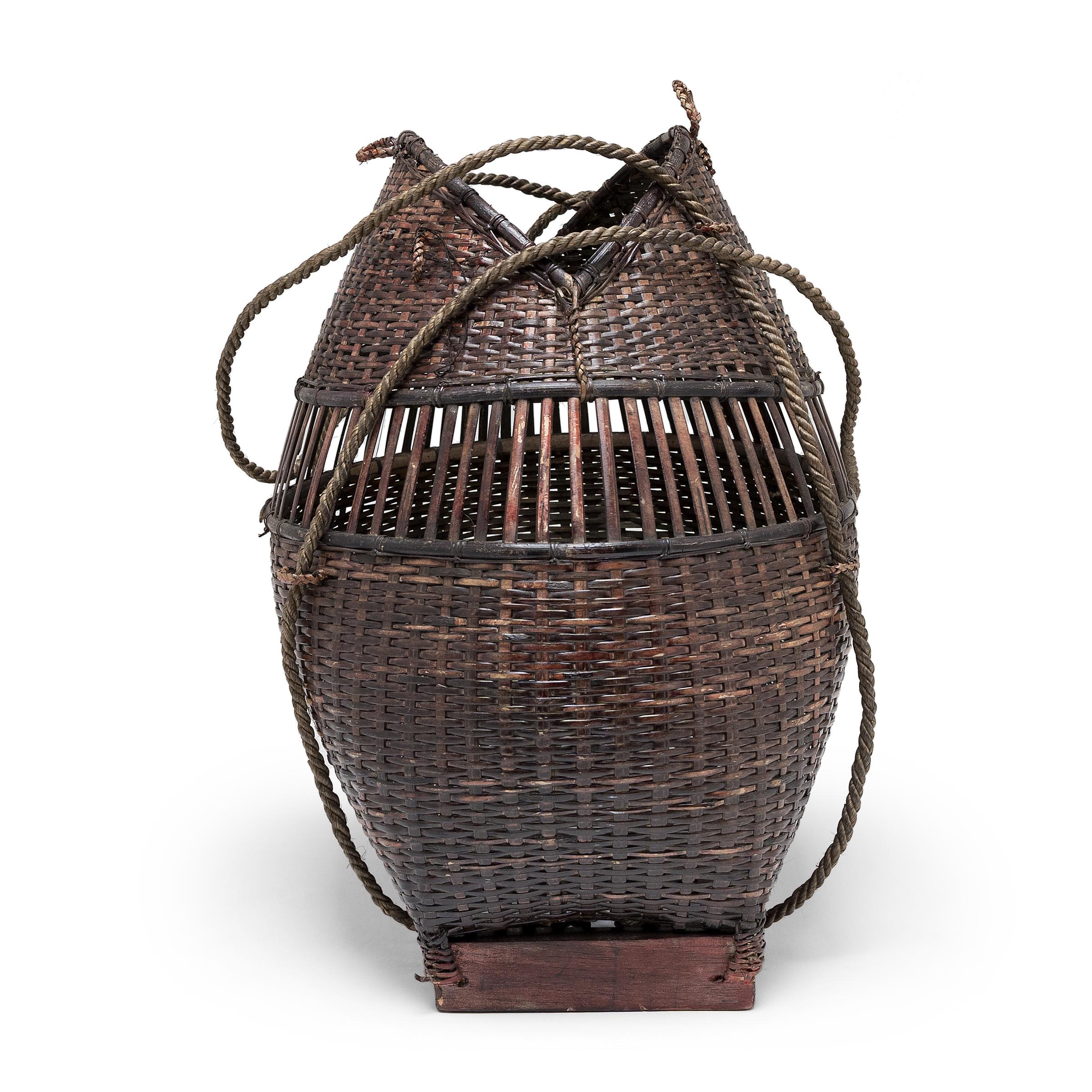 Rustic Chinese Woven Bamboo Basket