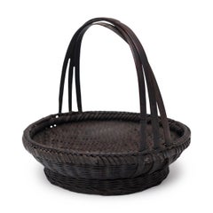 Chinese Woven Bamboo Flower Basket, c. 1940s