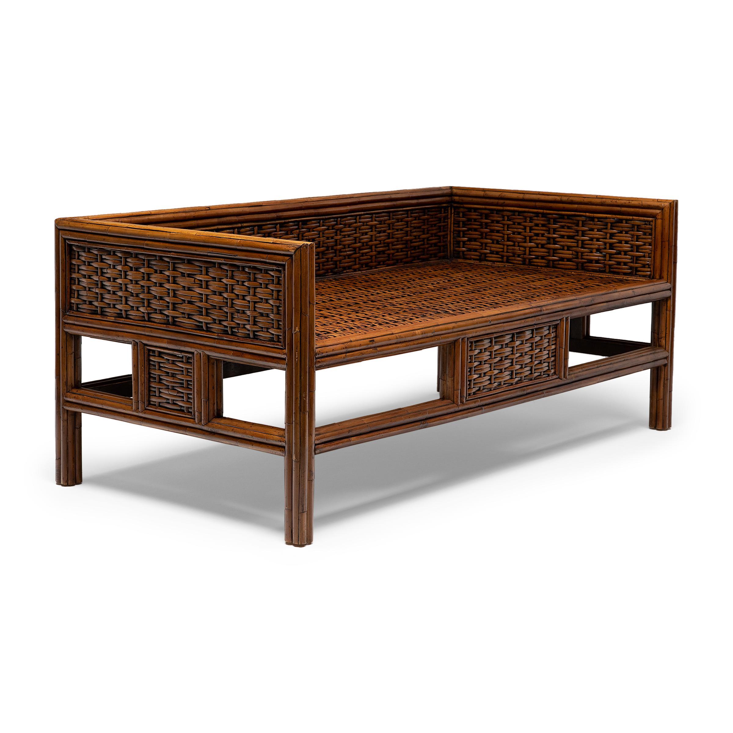 Chinoiserie Chinese Woven Bamboo Luohan Daybed
