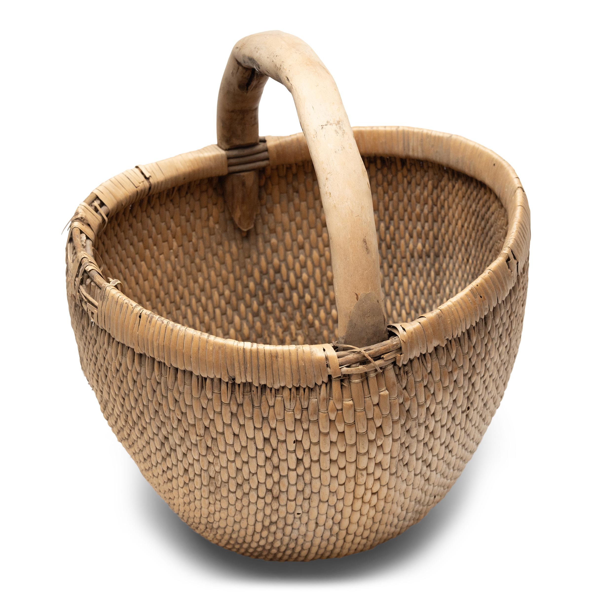 Rustic Chinese Woven Garden Basket, c. 1900 For Sale