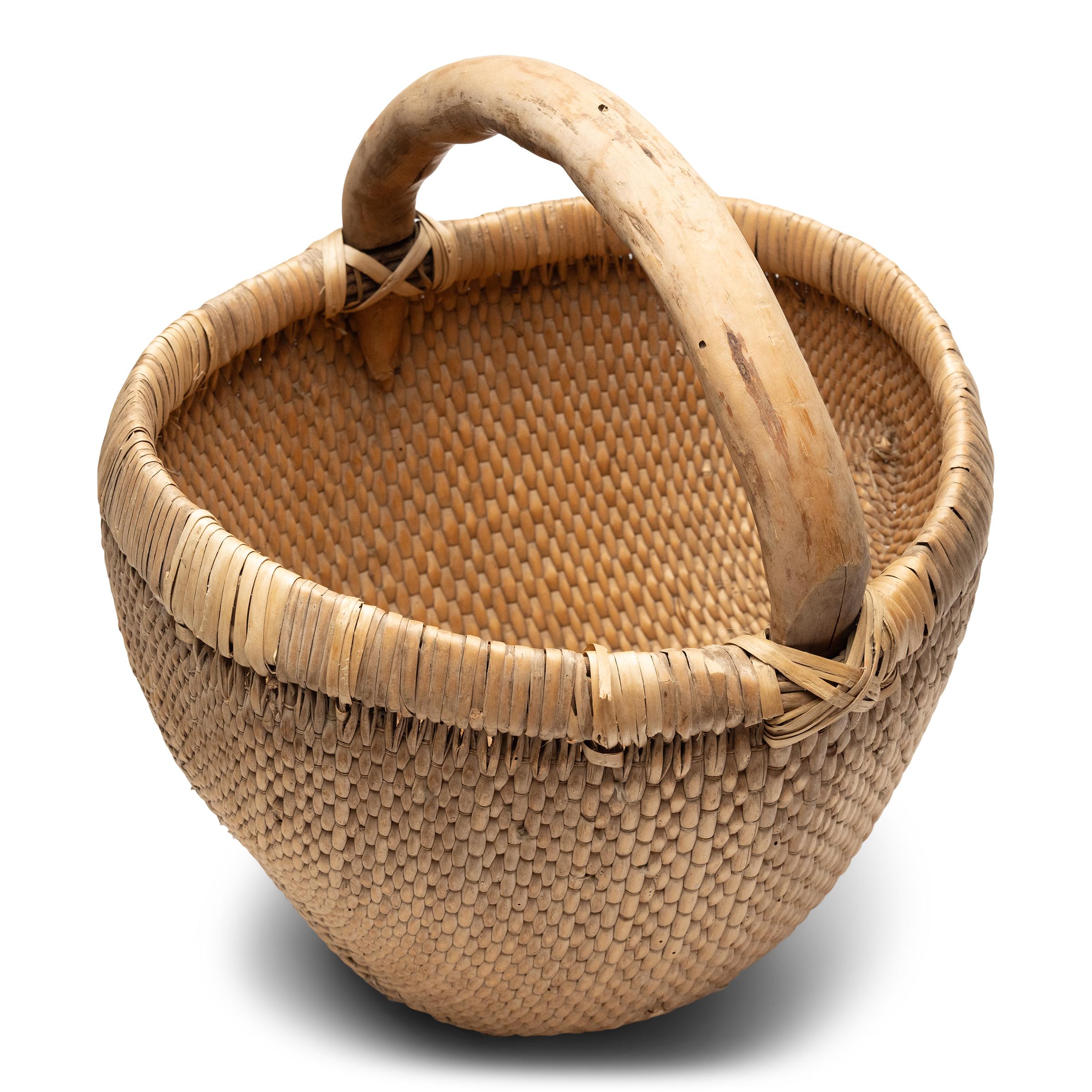 Rustic Chinese Woven Garden Basket, c. 1900 For Sale