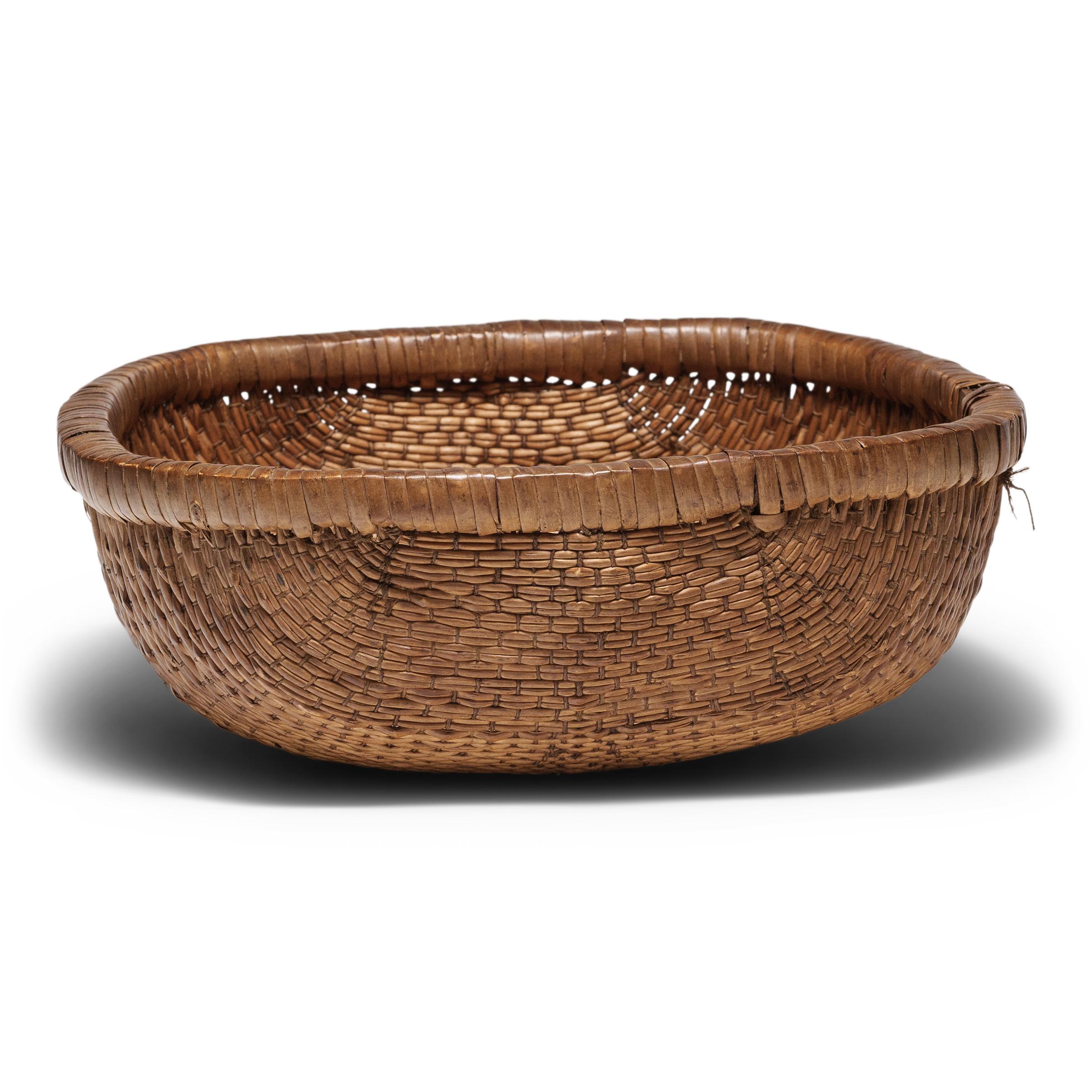 Rustic Chinese Woven Grain Basket