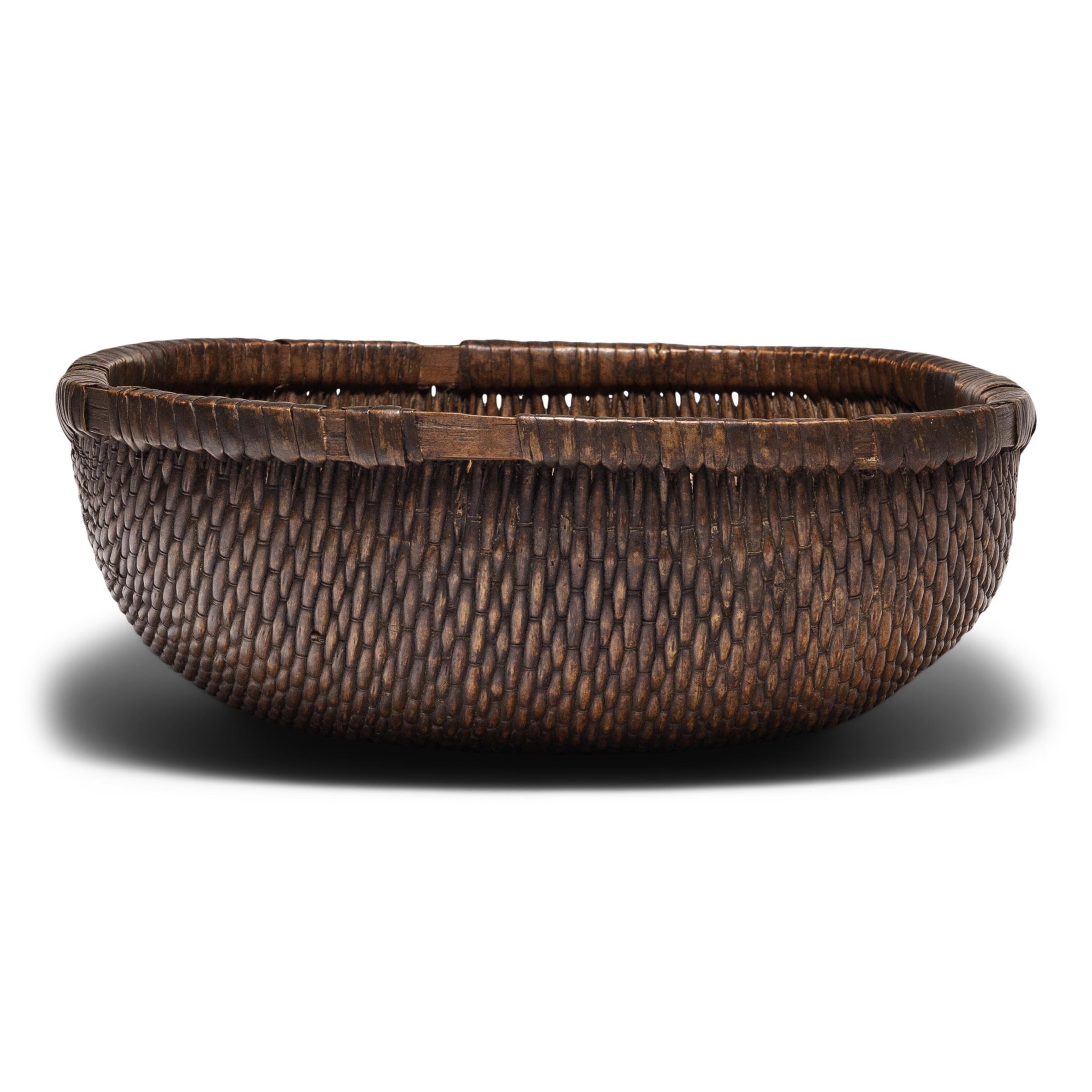 Rustic Chinese Woven Grain Basket