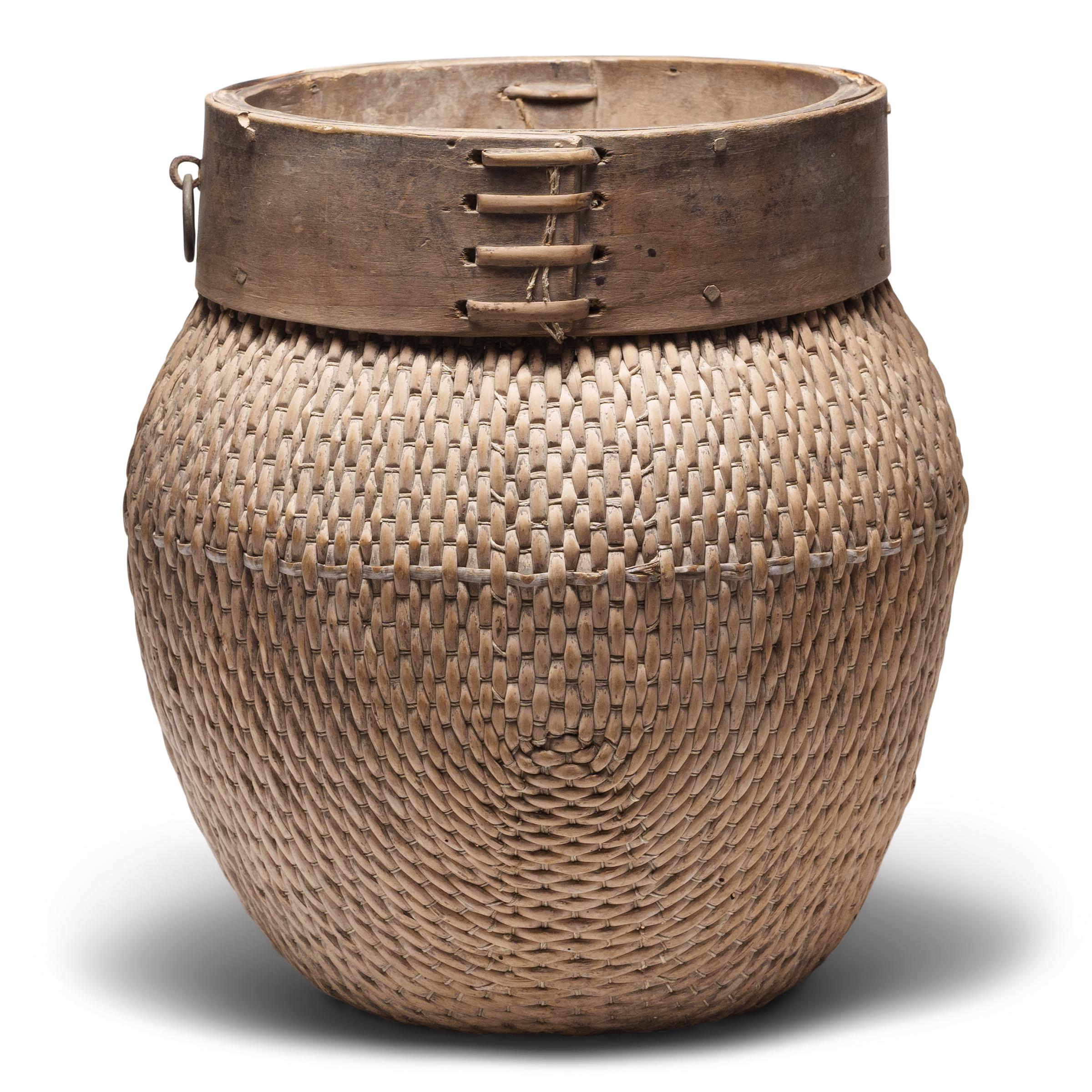 Rustic Chinese Woven River Basket, c. 1800