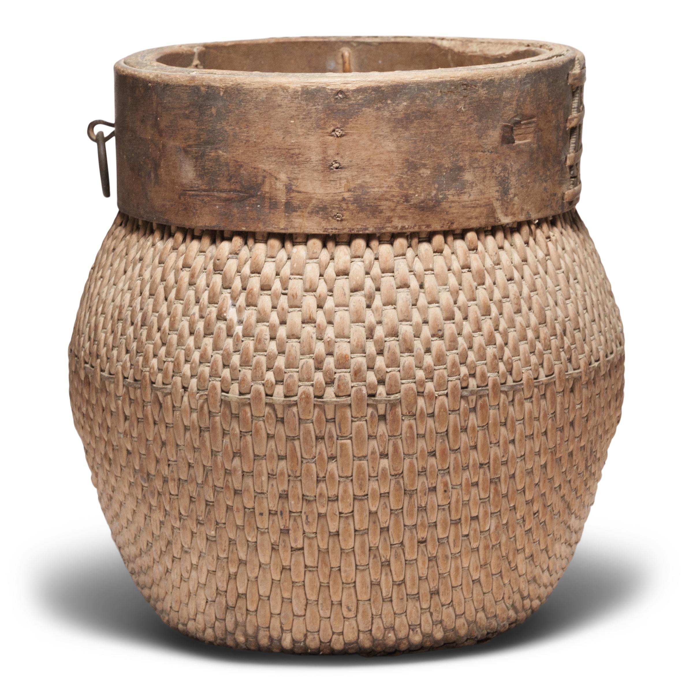 Rustic Chinese Woven River Basket, c. 1800