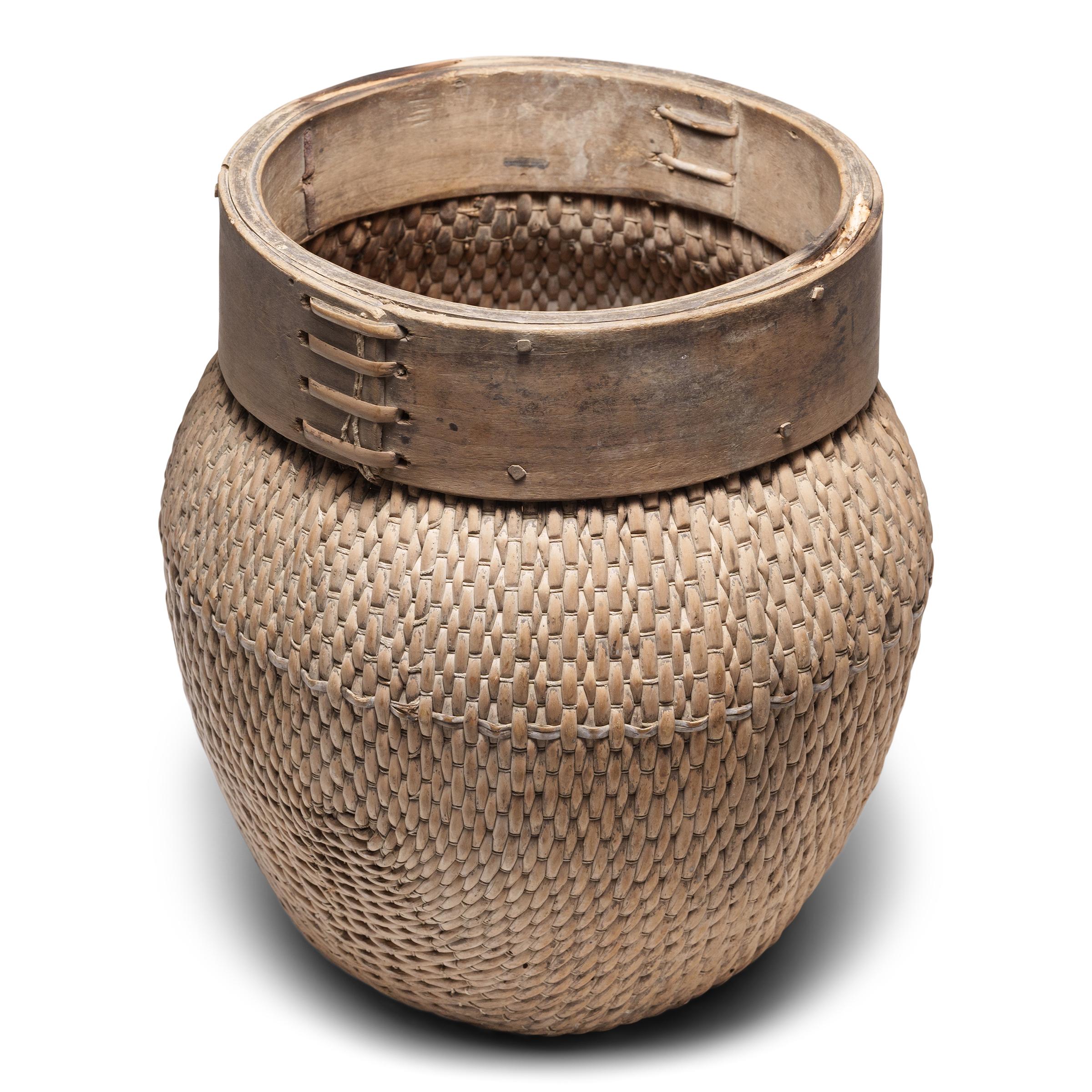Hand-Woven Chinese Woven River Basket, c. 1800